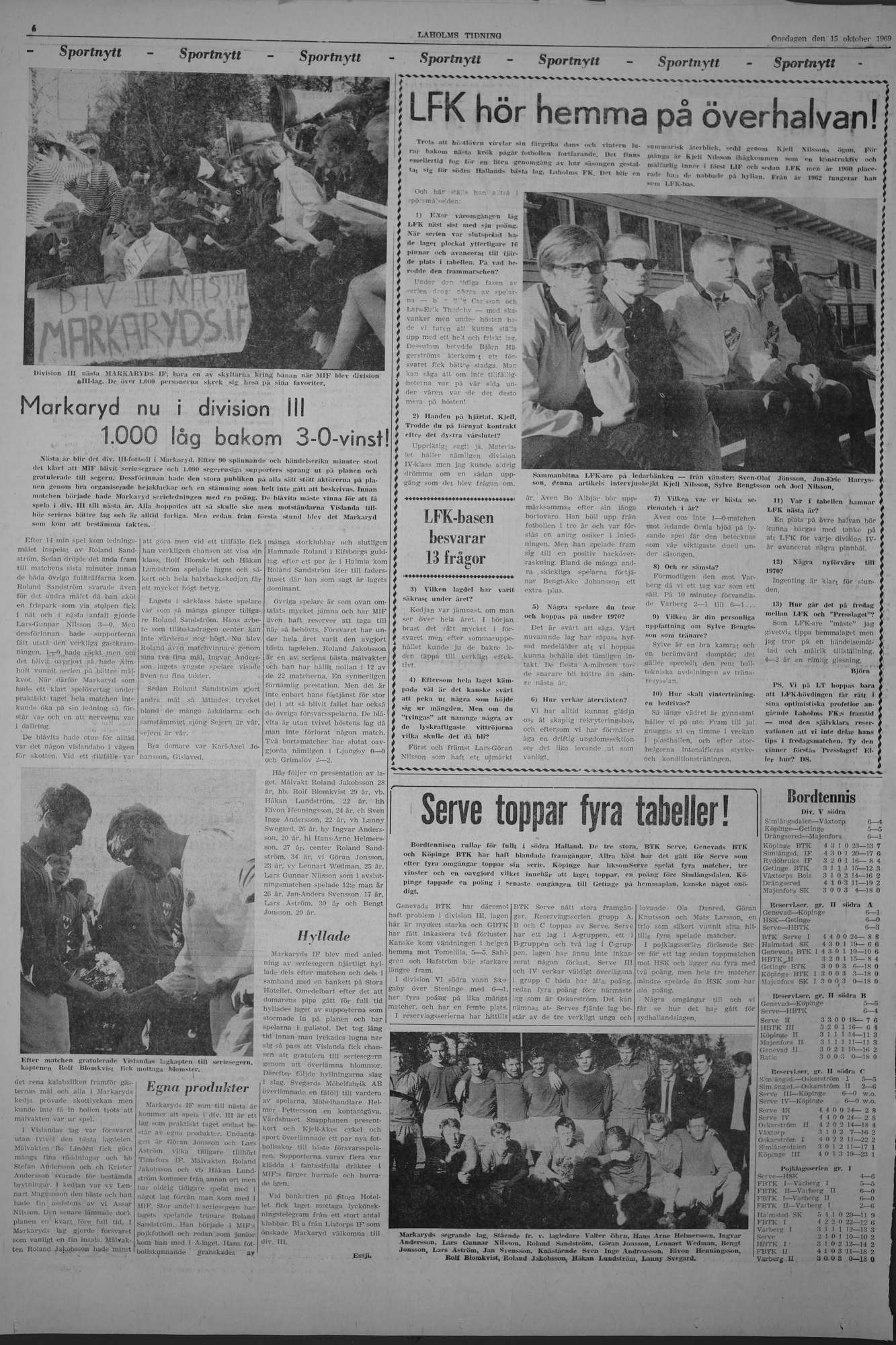Laholms Tidning Onsdag 15 oktober 1969, sida 6