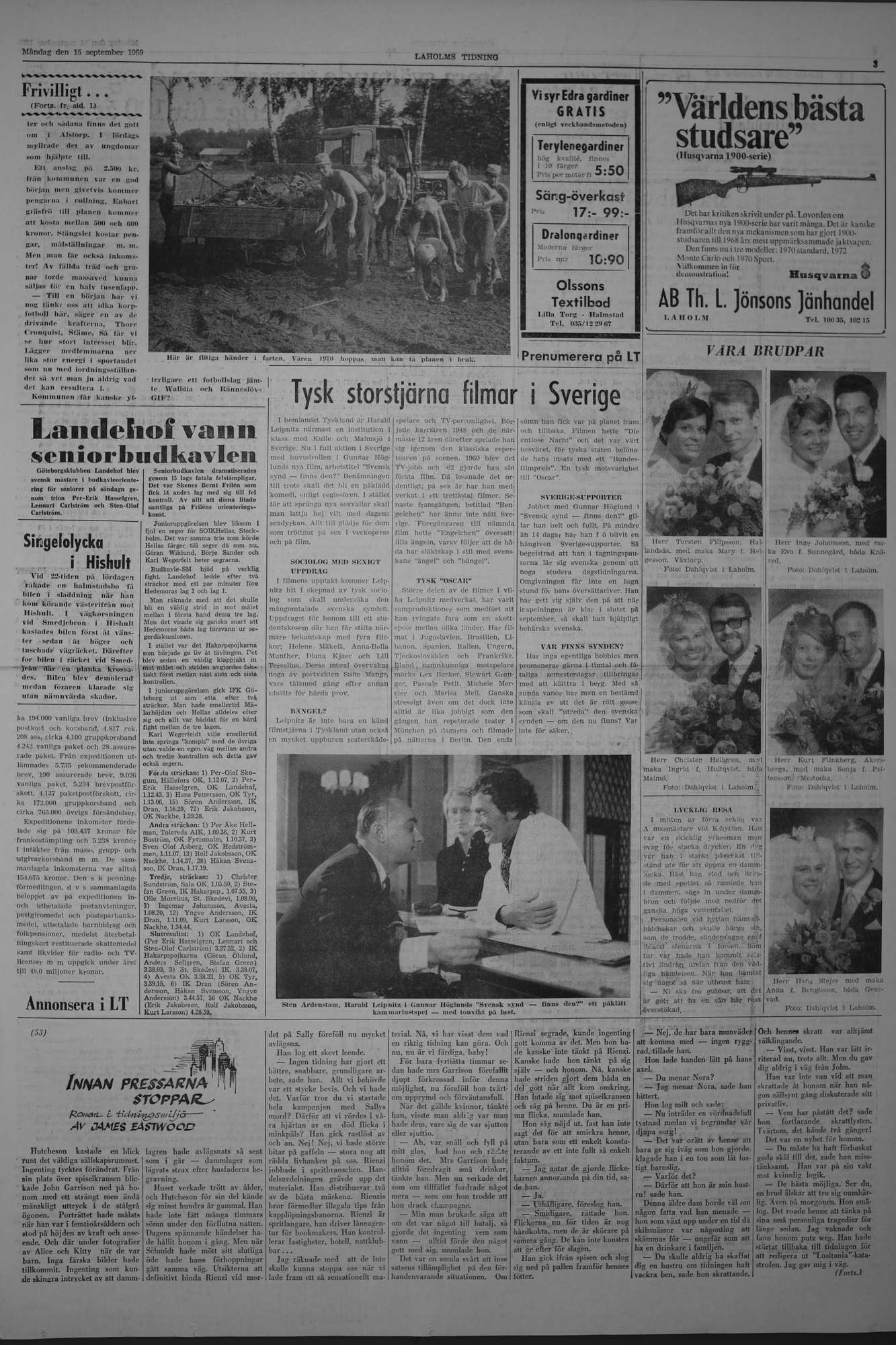 Laholms Tidning Måndag 15 september 1969, sida 3
