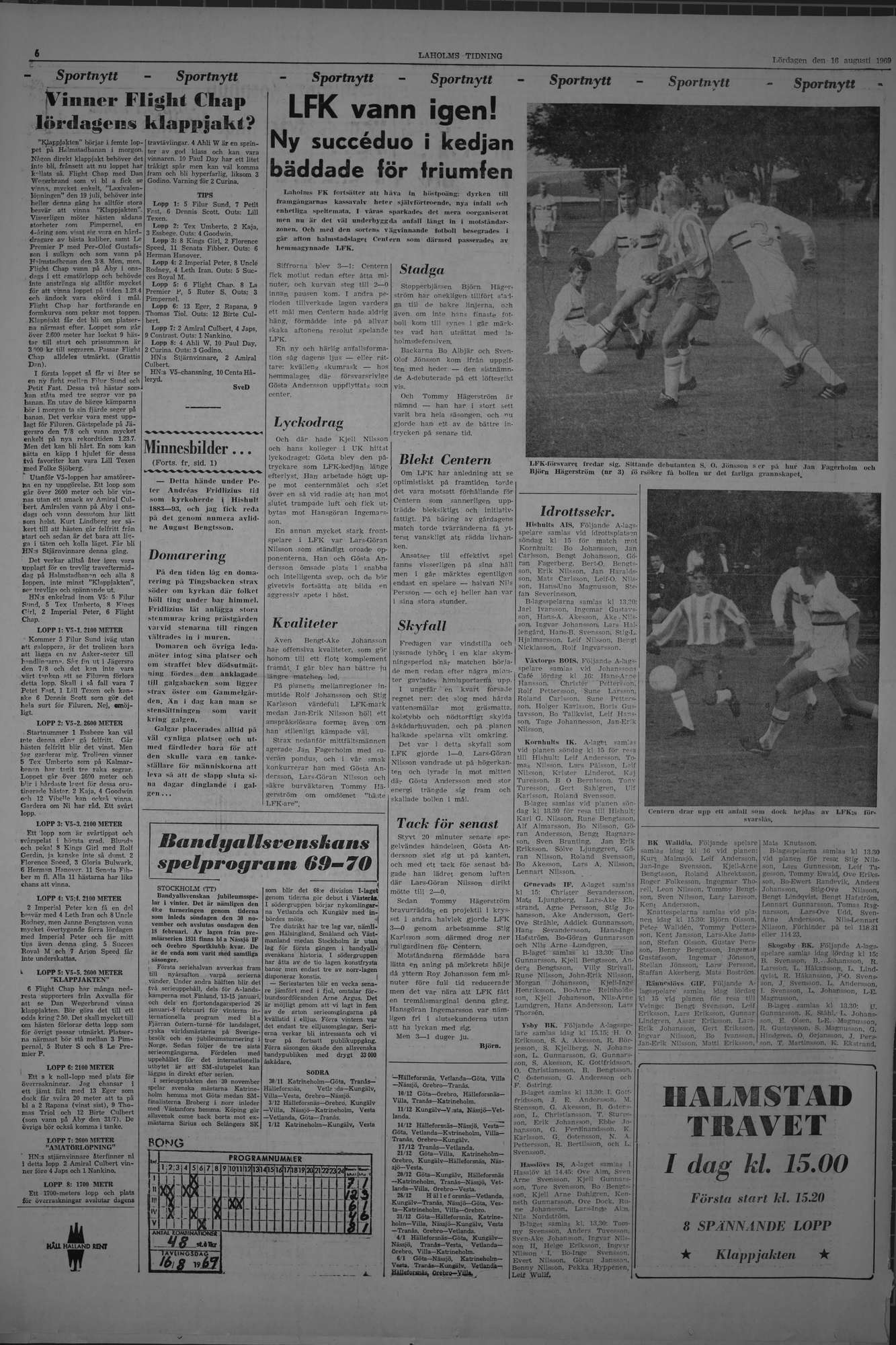 Laholms Tidning Lördag 16 augusti 1969, sida 6