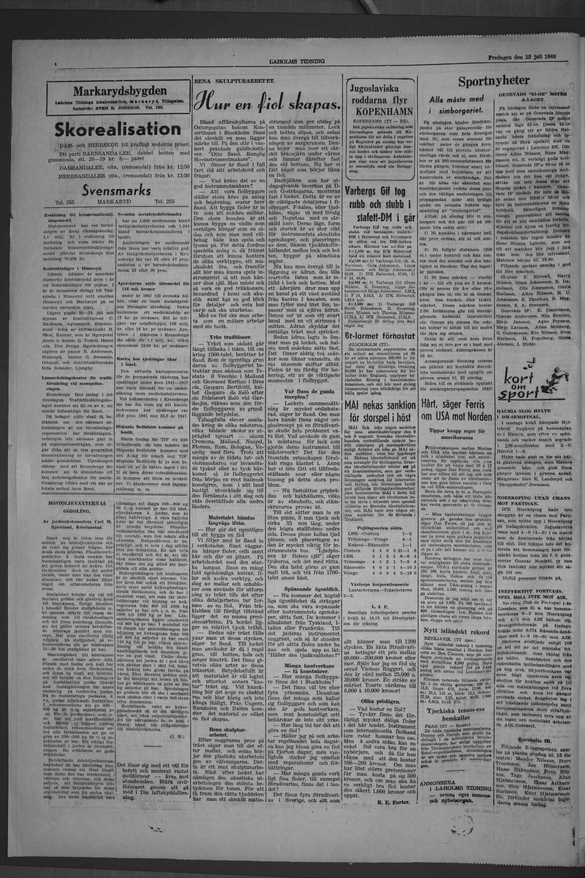 Laholms Tidning Fredag 15 juli 1949, sida 4