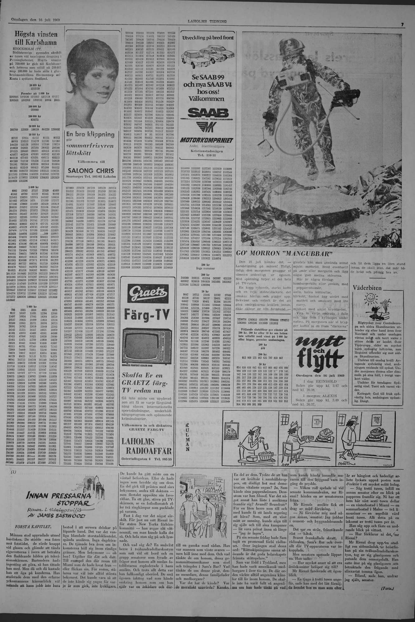 Laholms Tidning Onsdag 16 juli 1969, sida 7