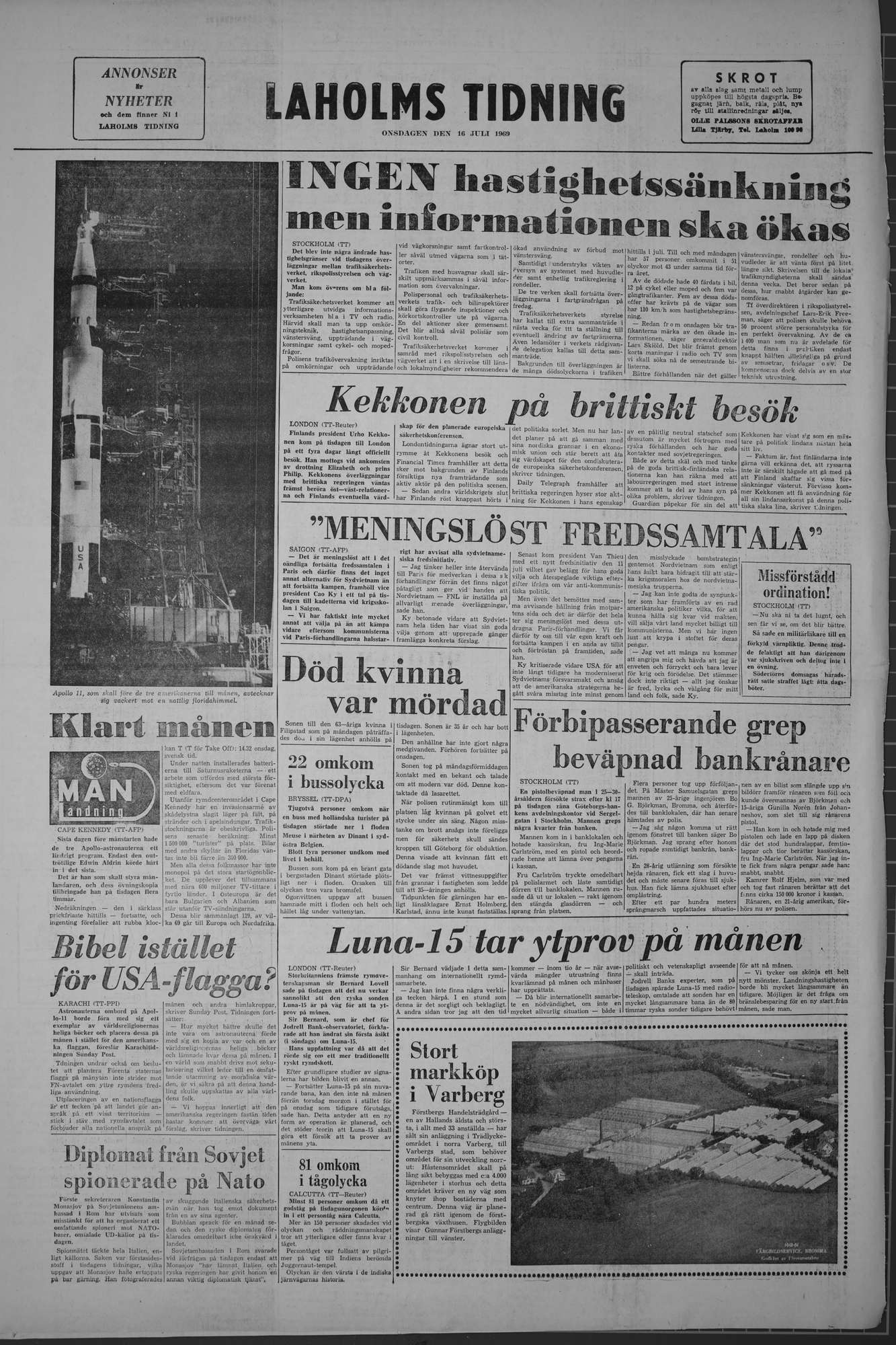 Laholms Tidning Onsdag 16 juli 1969, sida 8