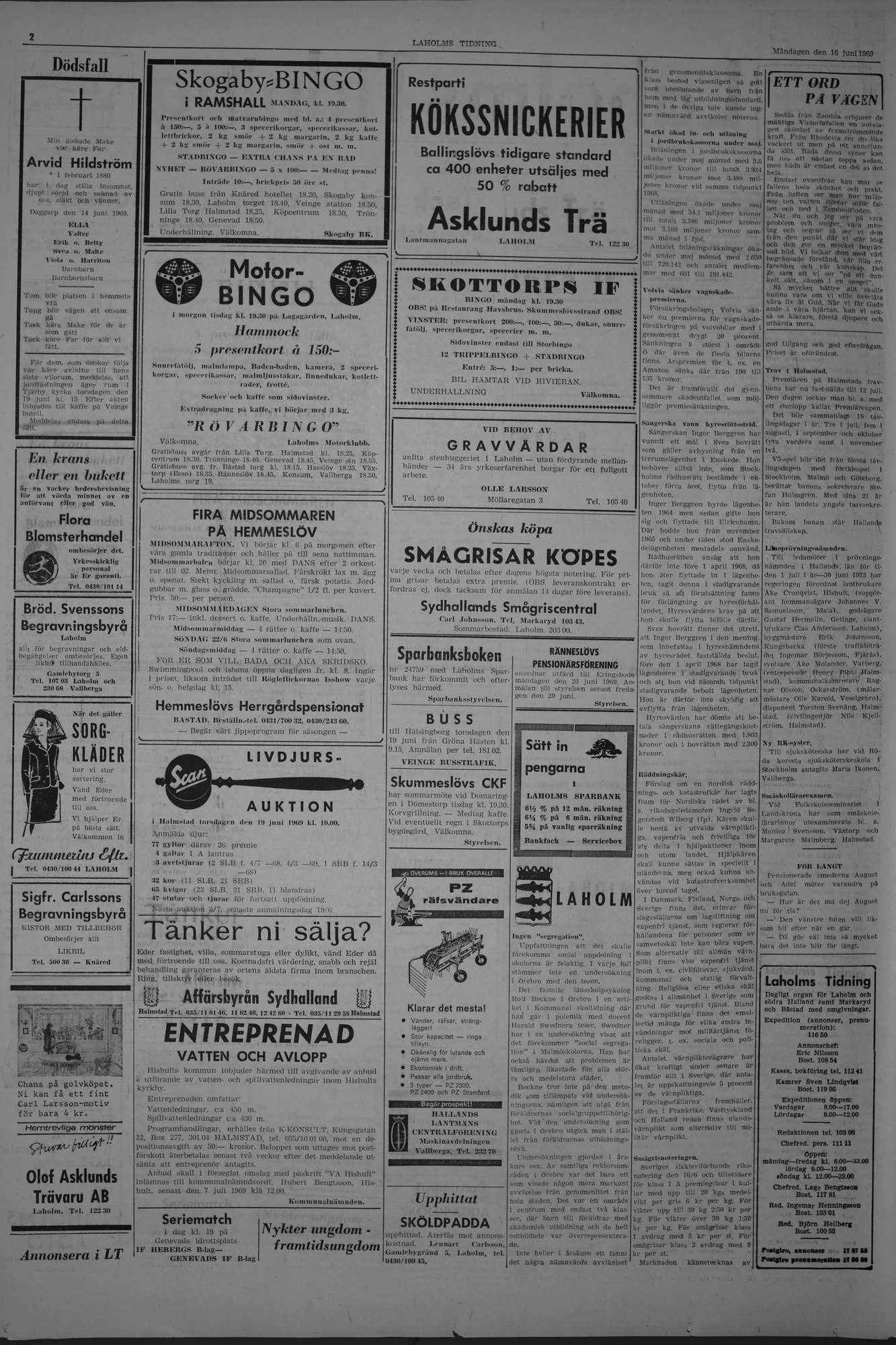 Laholms Tidning Måndag 16 juni 1969, sida 2