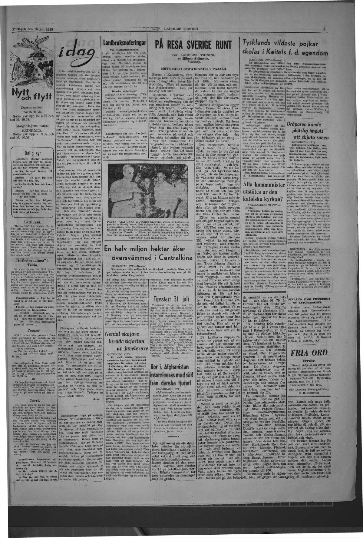 Laholms Tidning Fredag 15 juli 1949, sida 5