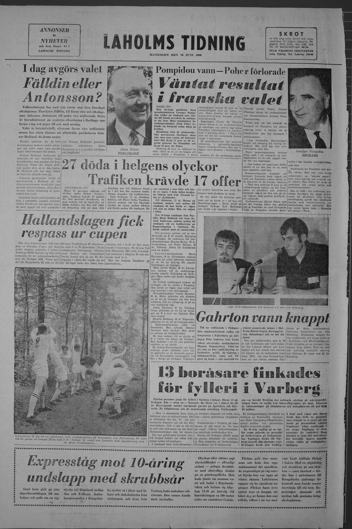 Laholms Tidning Måndag 16 juni 1969, sida 8