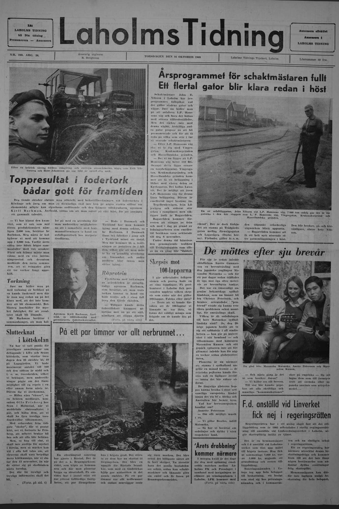 Laholms Tidning Torsdag 16 oktober 1969, sida 1