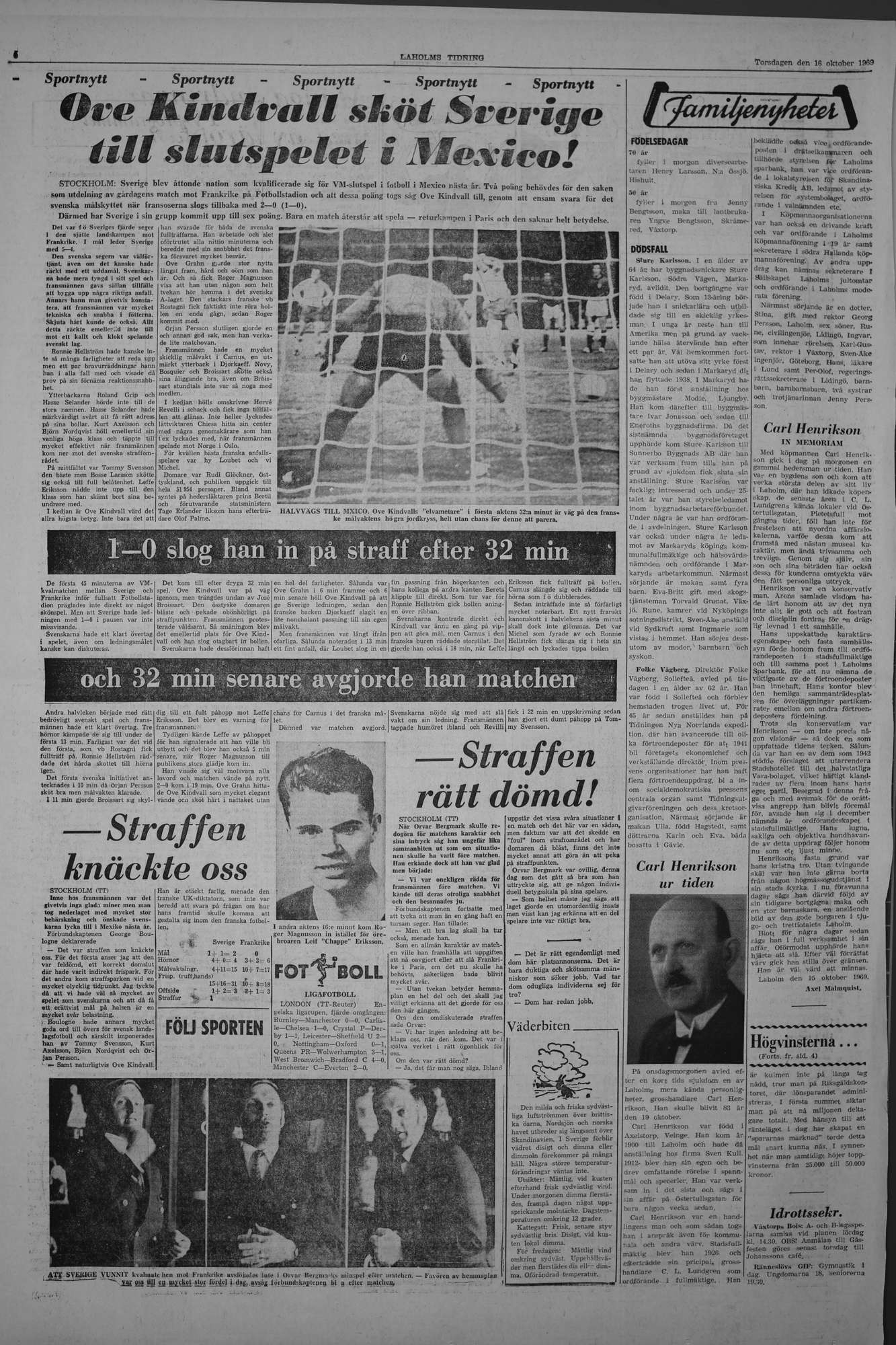 Laholms Tidning Torsdag 16 oktober 1969, sida 6