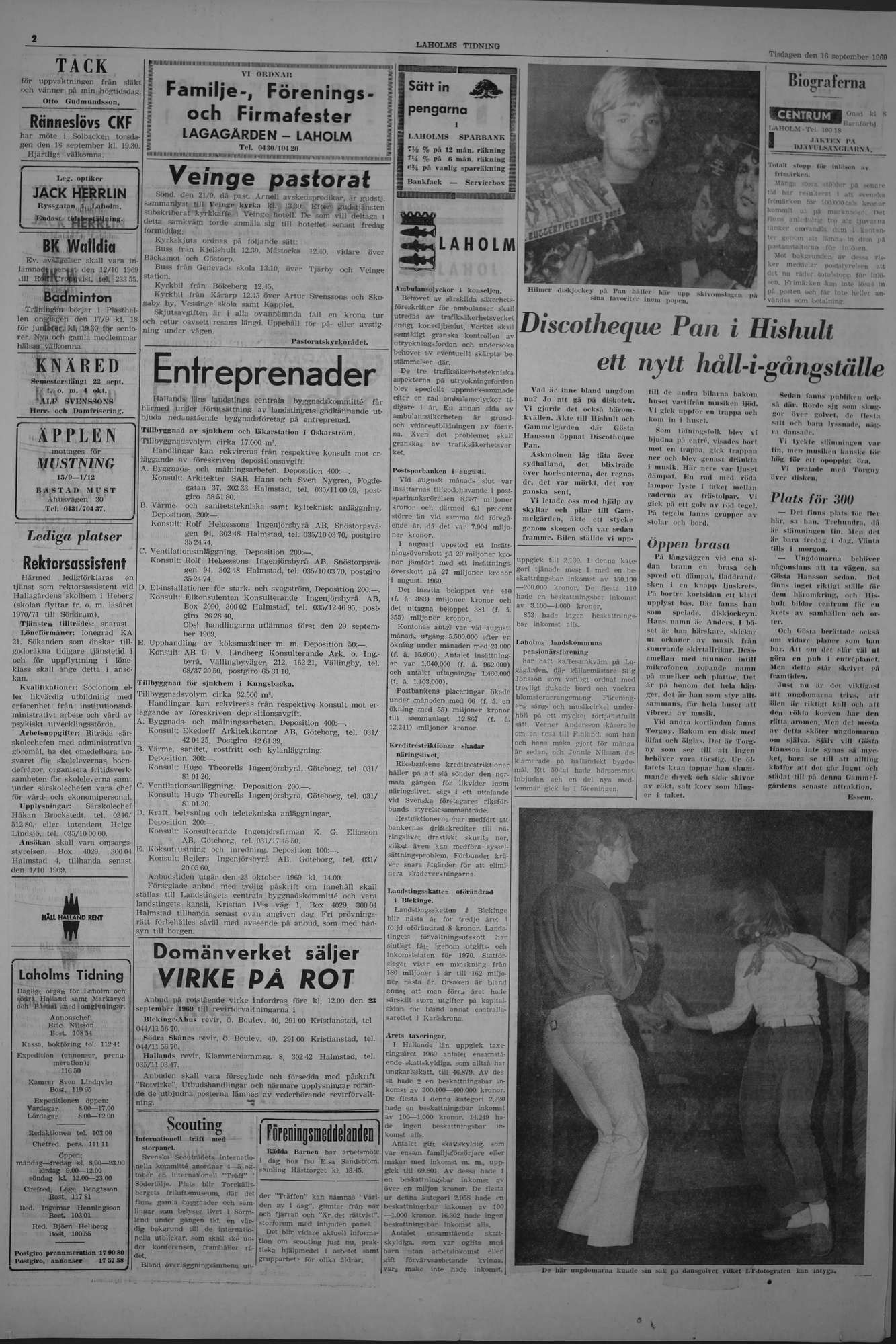 Laholms Tidning Tisdag 16 september 1969, sida 2