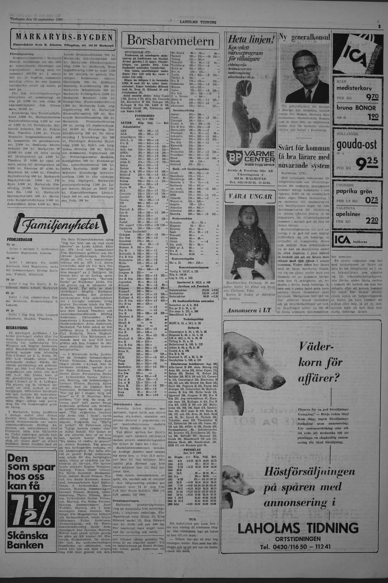 Laholms Tidning Tisdag 16 september 1969, sida 3