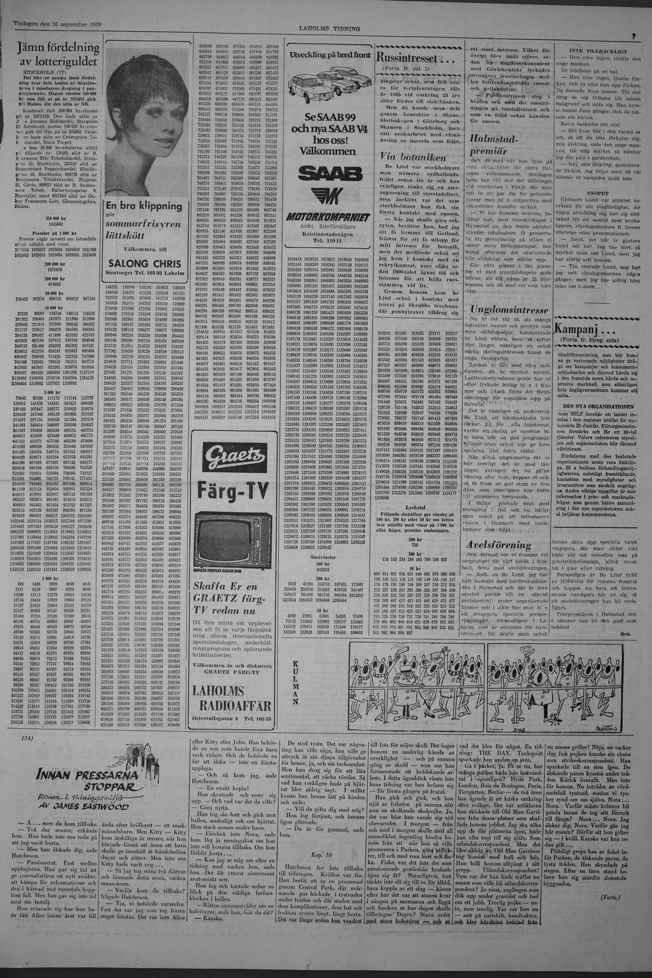 Laholms Tidning Tisdag 16 september 1969, sida 7