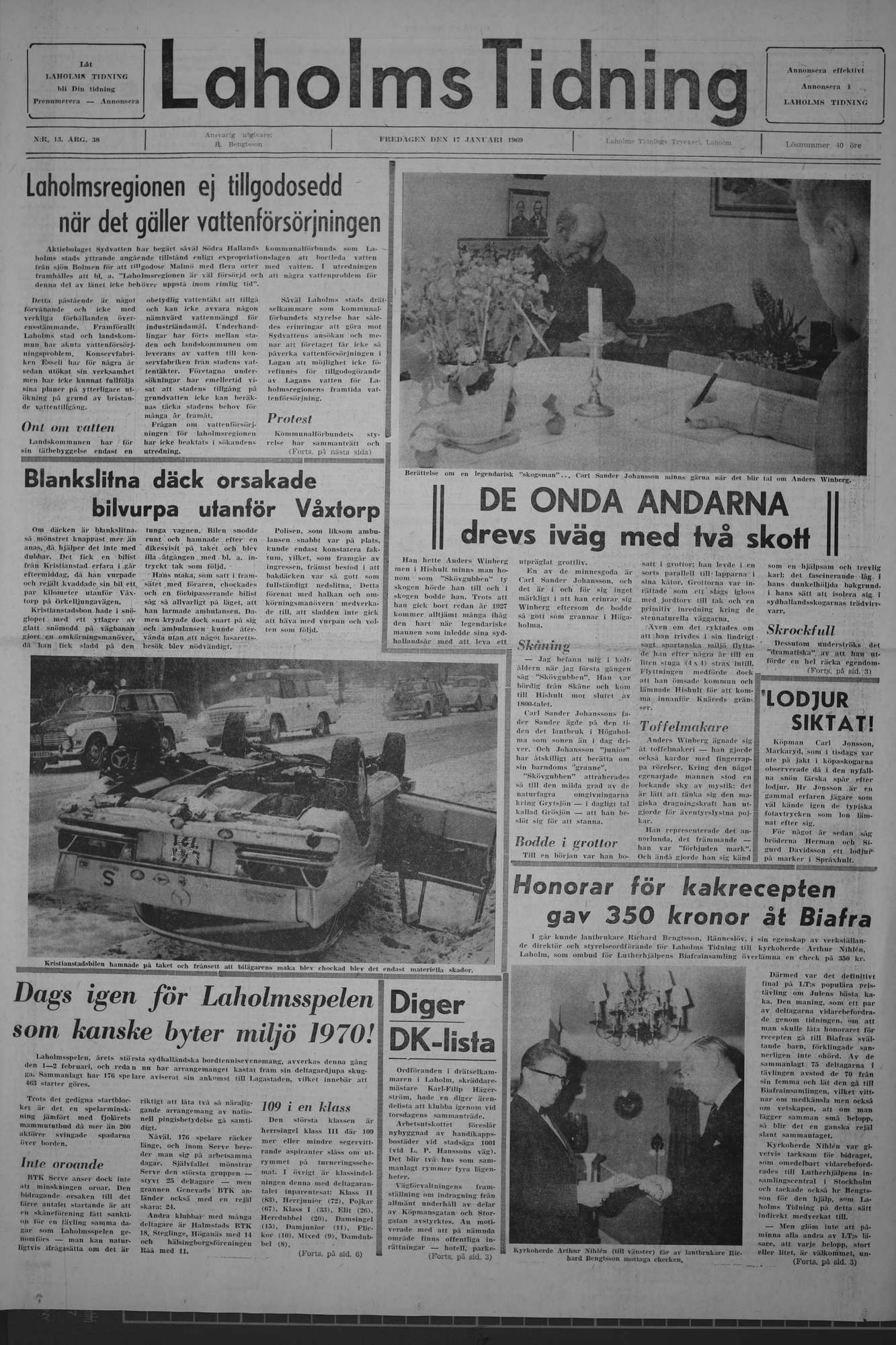 Laholms Tidning Fredag 17 januari 1969, sida 1