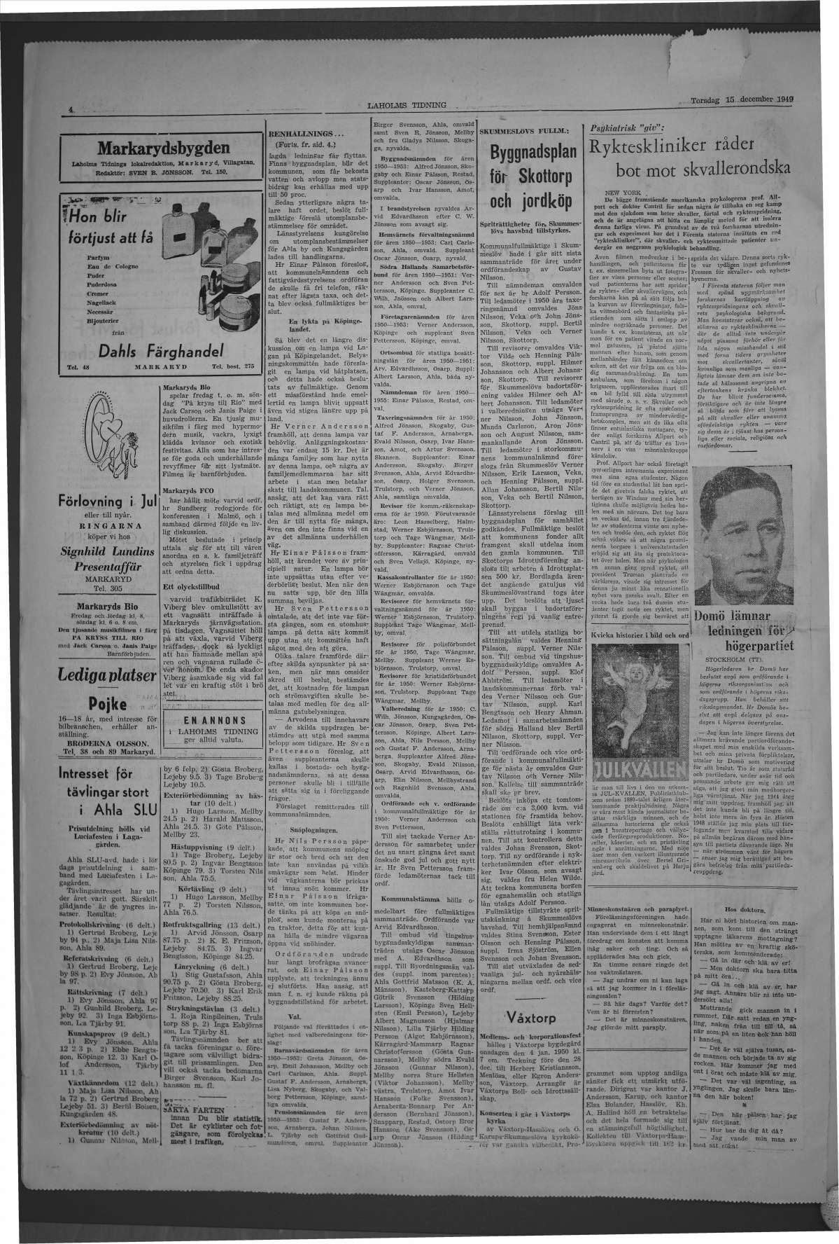 Laholms Tidning Torsdag 15 december 1949, sida 4