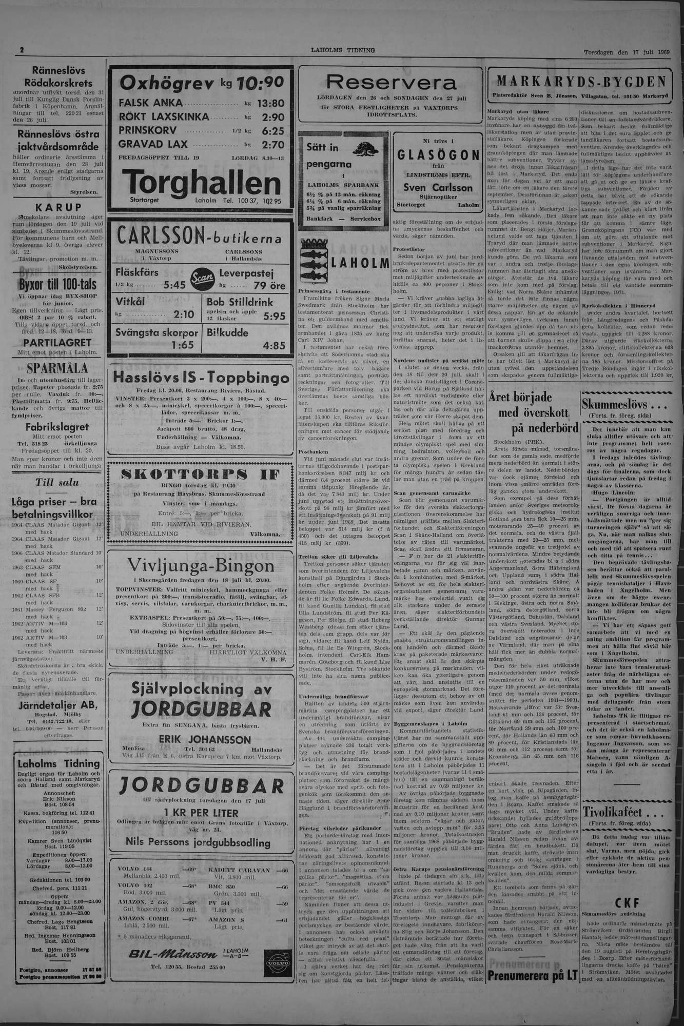 Laholms Tidning Torsdag 17 juli 1969, sida 2