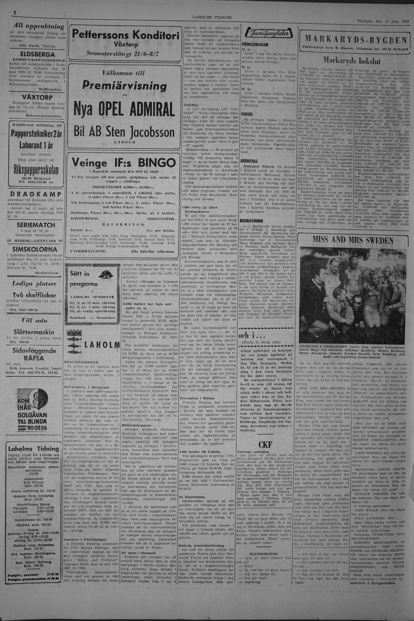 Laholms Tidning Tisdag 17 juni 1969, sida 2
