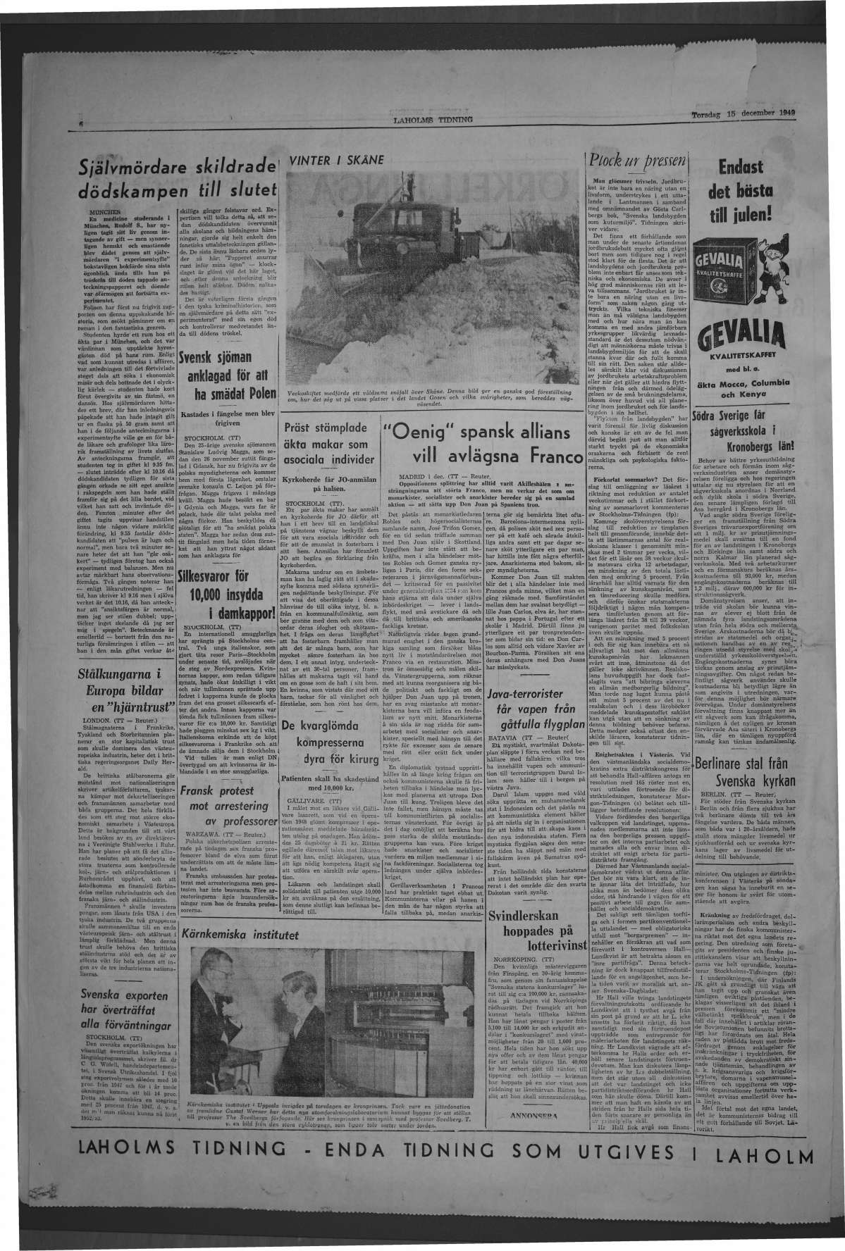 Laholms Tidning Torsdag 15 december 1949, sida 6