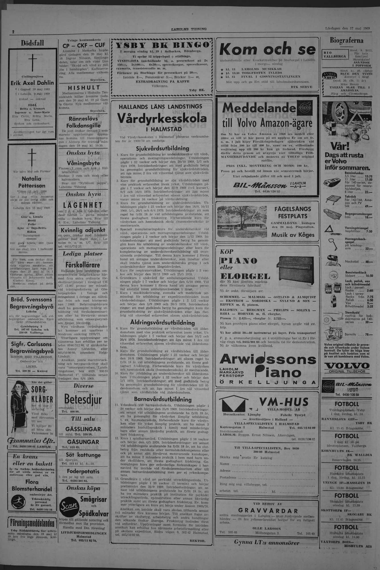 Laholms Tidning Lördag 17 maj 1969, sida 2
