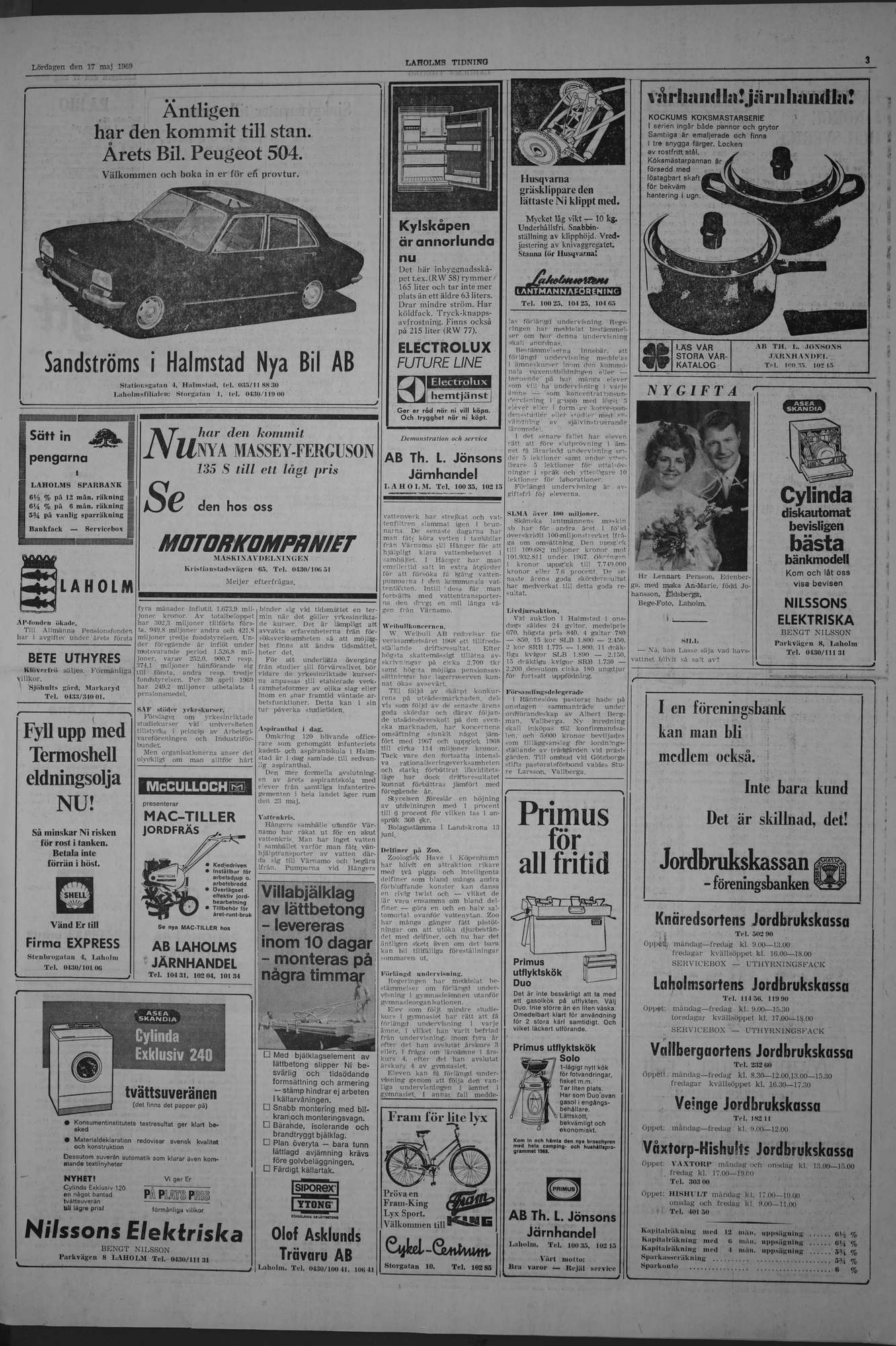 Laholms Tidning Lördag 17 maj 1969, sida 3