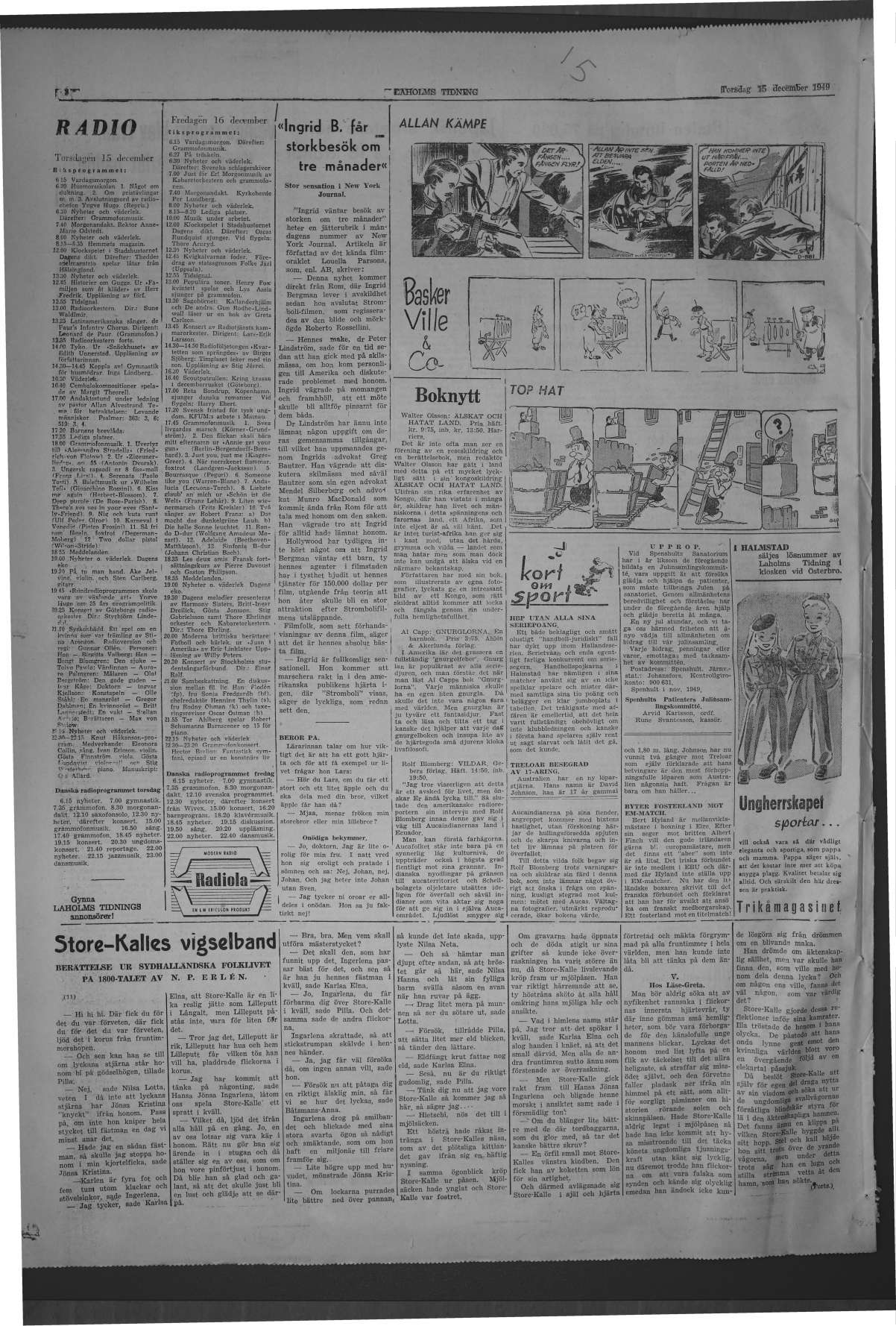Laholms Tidning Torsdag 15 december 1949, sida 8