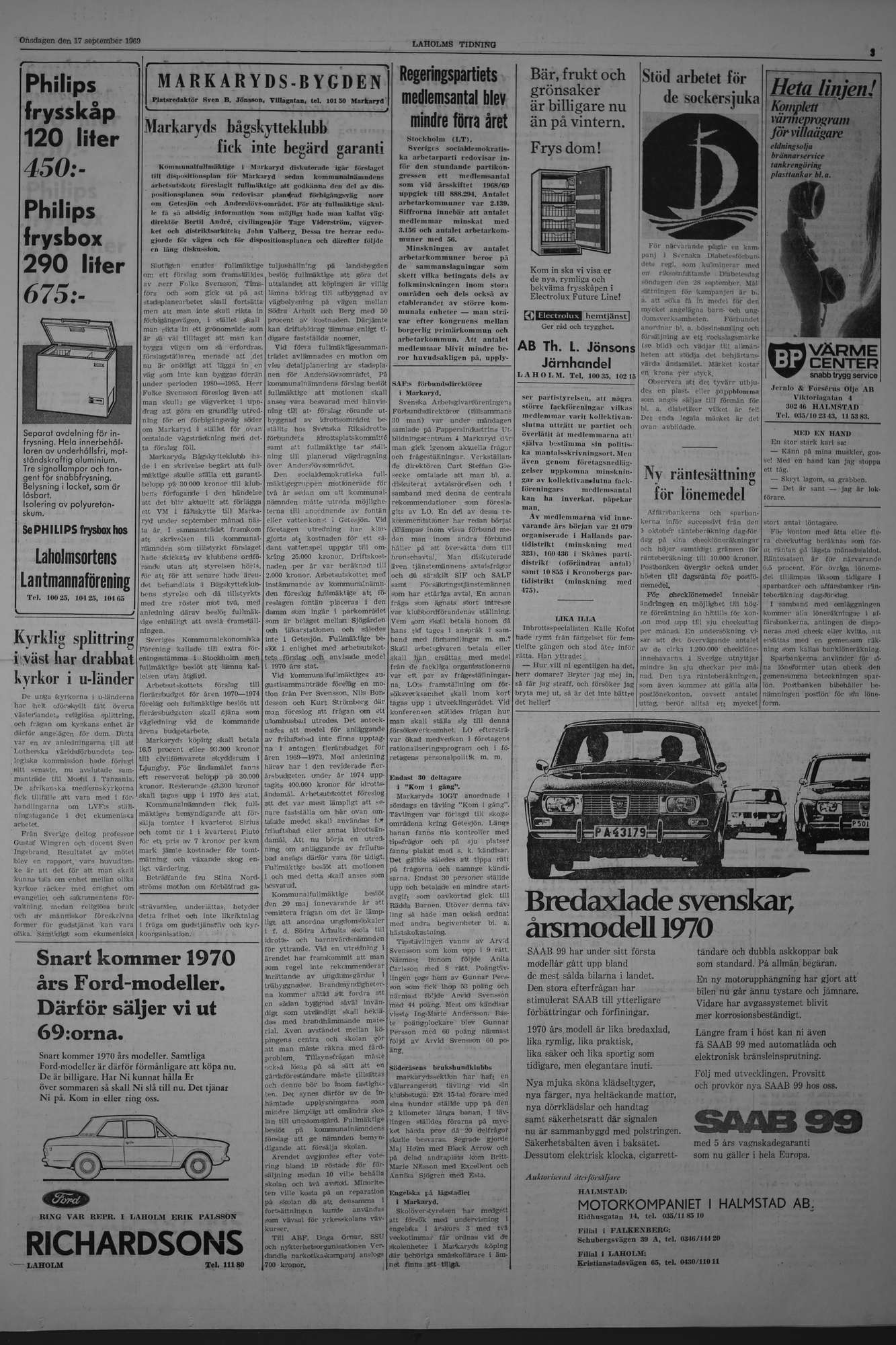 Laholms Tidning Onsdag 17 september 1969, sida 3