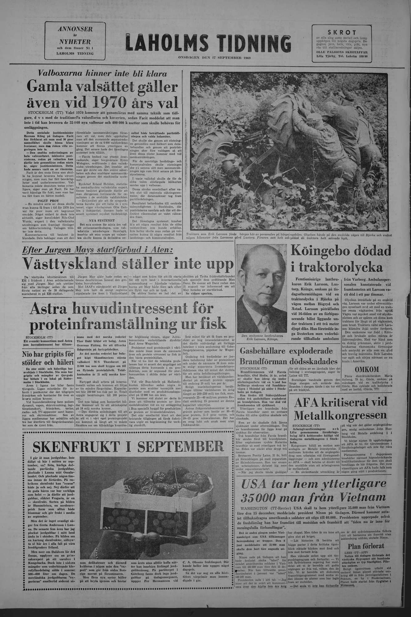 Laholms Tidning Onsdag 17 september 1969, sida 8