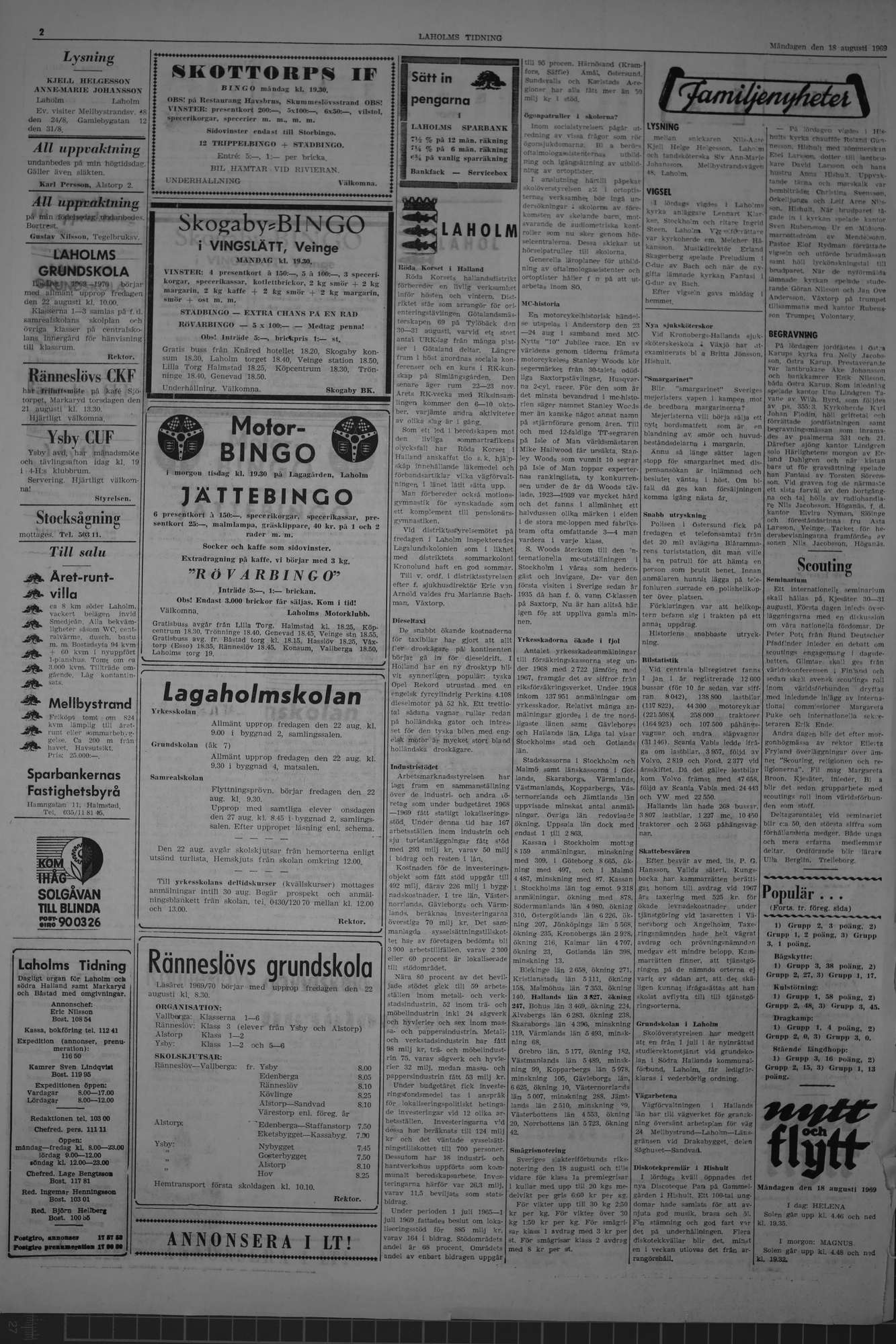 Laholms Tidning Måndag 18 augusti 1969, sida 2