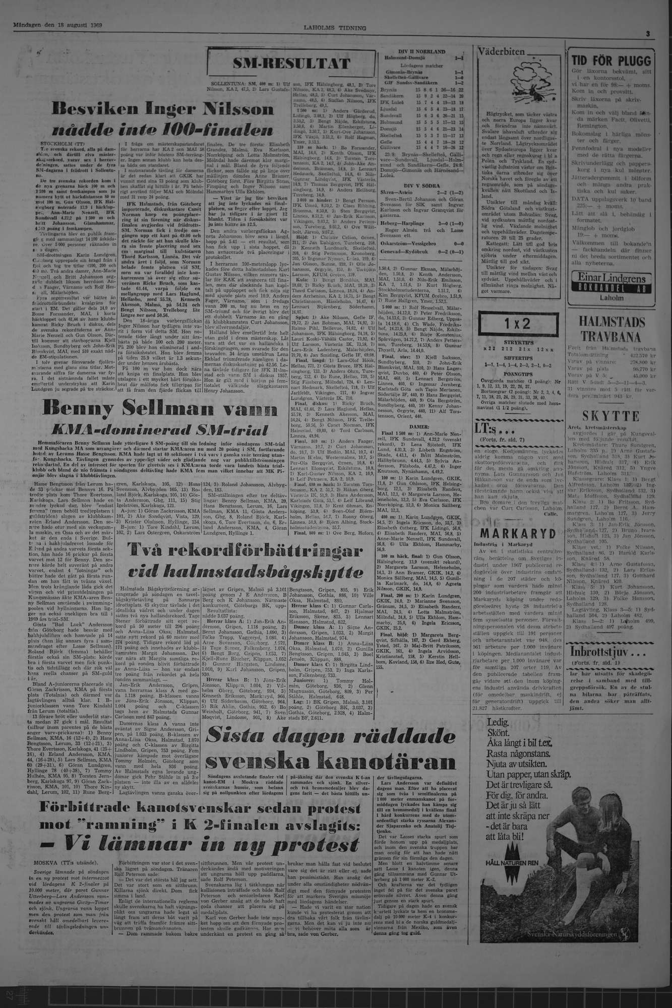 Laholms Tidning Måndag 18 augusti 1969, sida 3