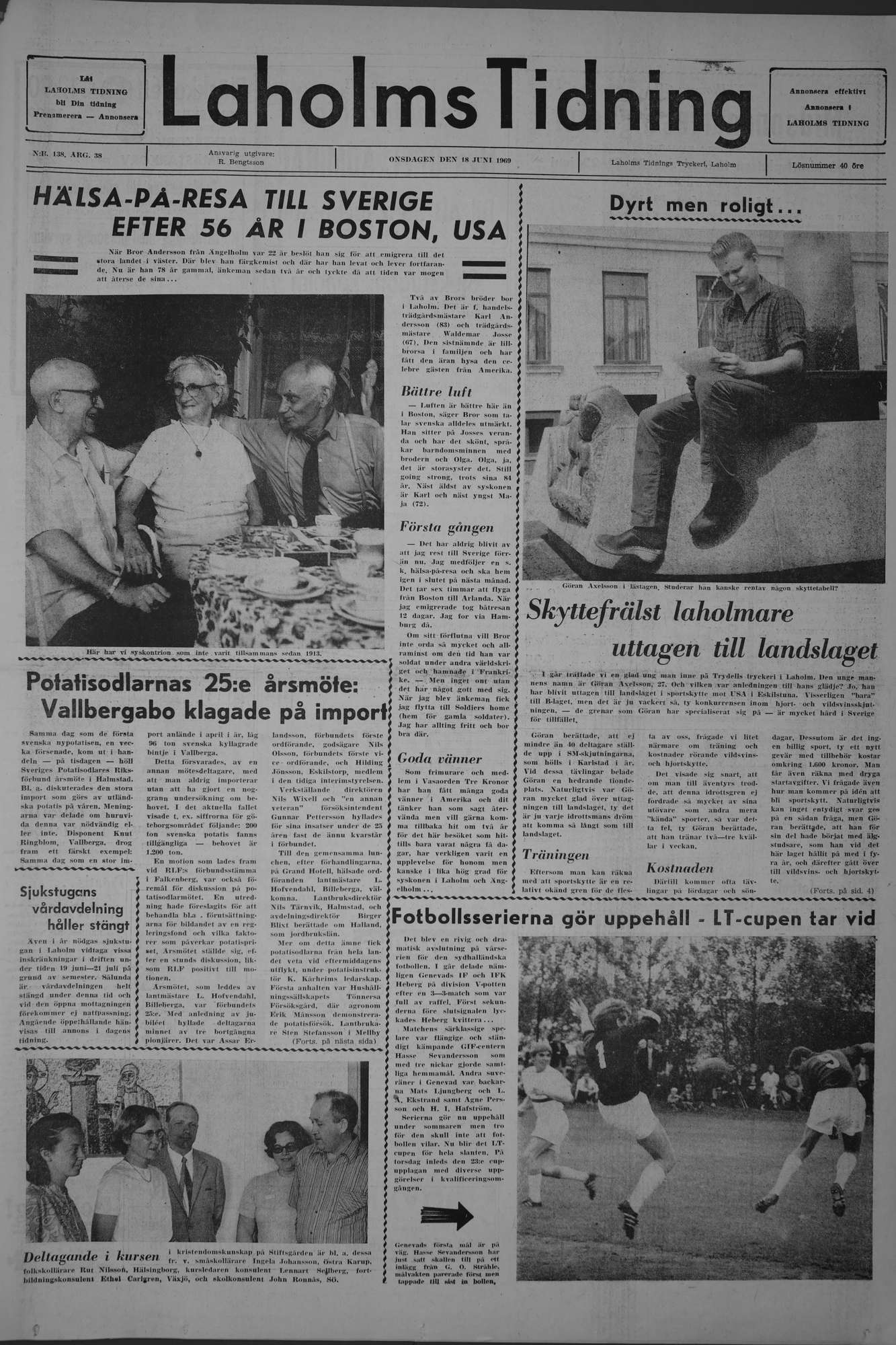 Laholms Tidning Onsdag 18 juni 1969, sida 1