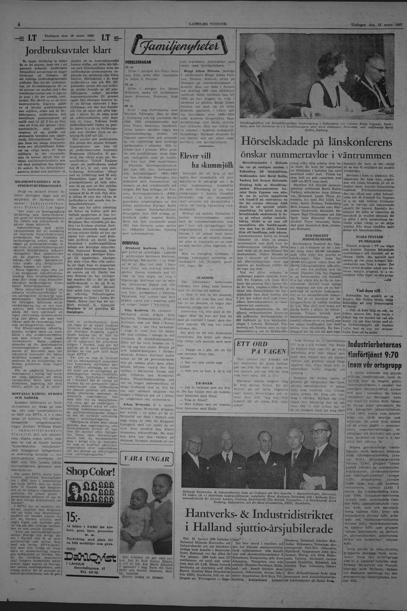 Laholms Tidning Tisdag 18 mars 1969, sida 4