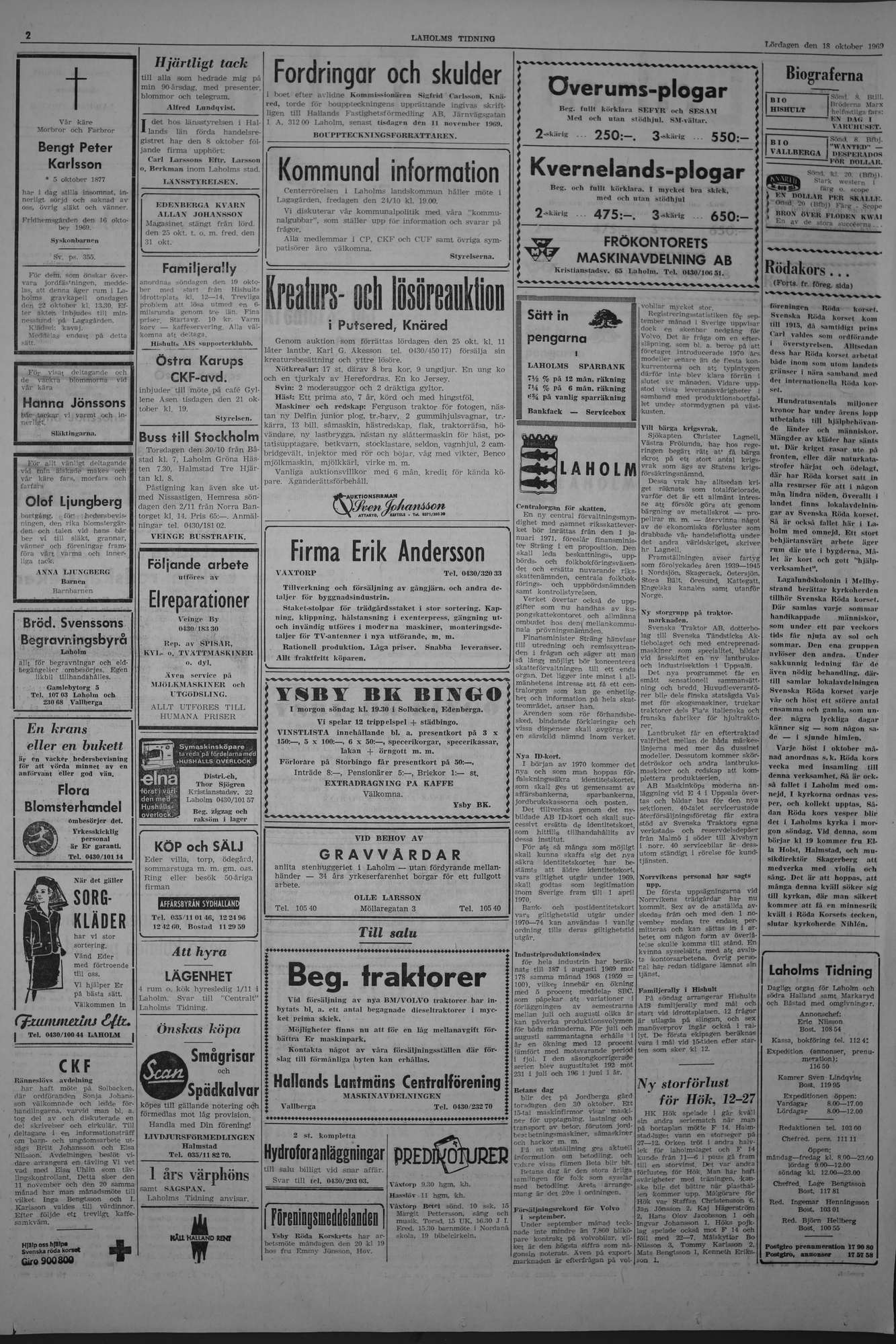 Laholms Tidning Lördag 18 oktober 1969, sida 2