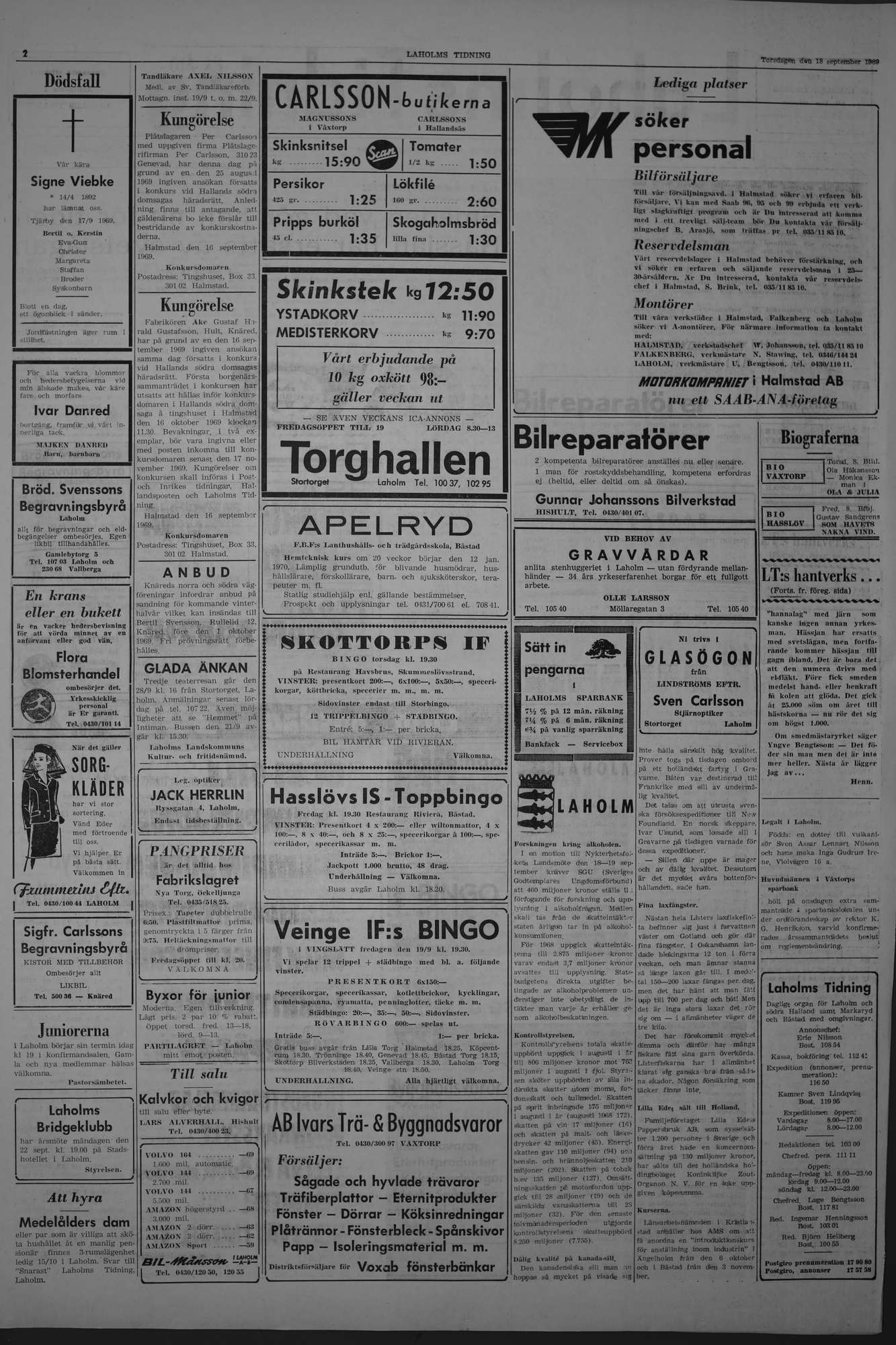 Laholms Tidning Torsdag 18 september 1969, sida 2