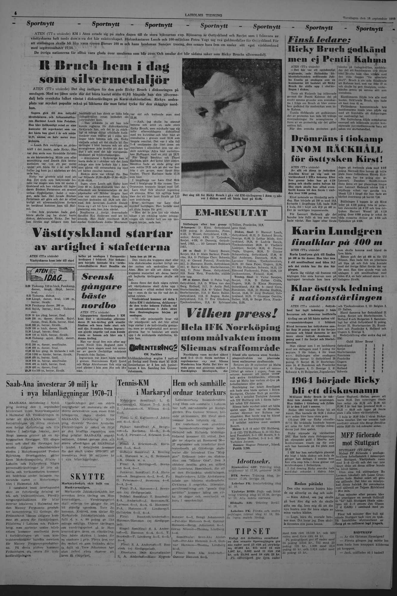Laholms Tidning Torsdag 18 september 1969, sida 6