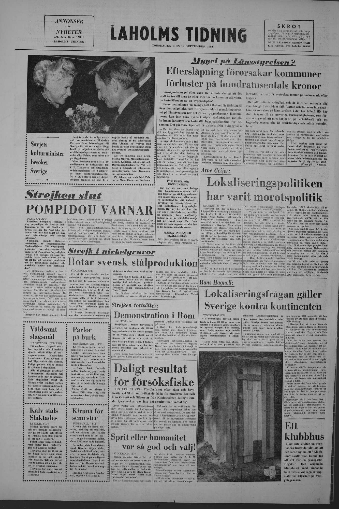 Laholms Tidning Torsdag 18 september 1969, sida 8