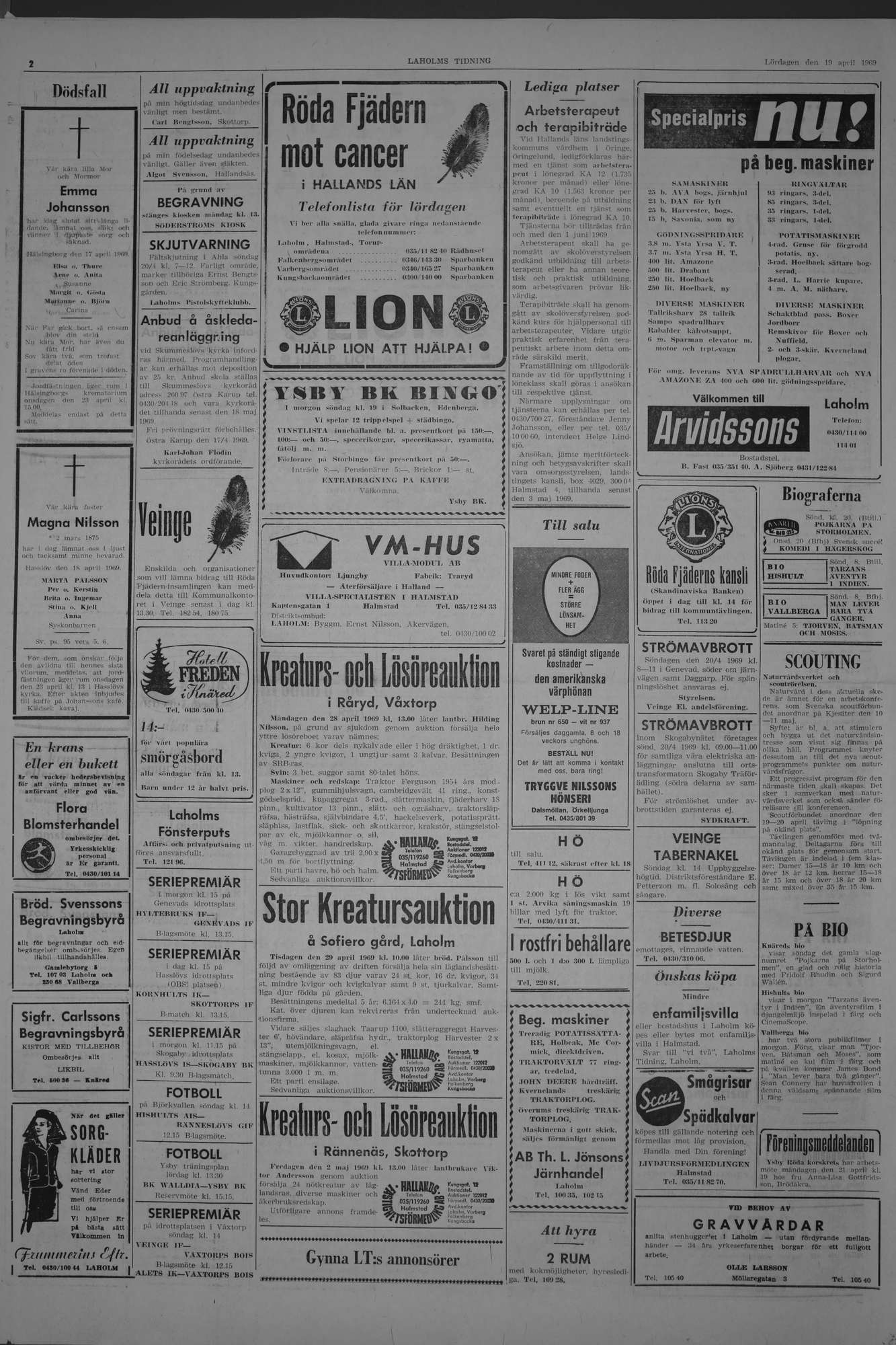 Laholms Tidning Lördag 19 april 1969, sida 2