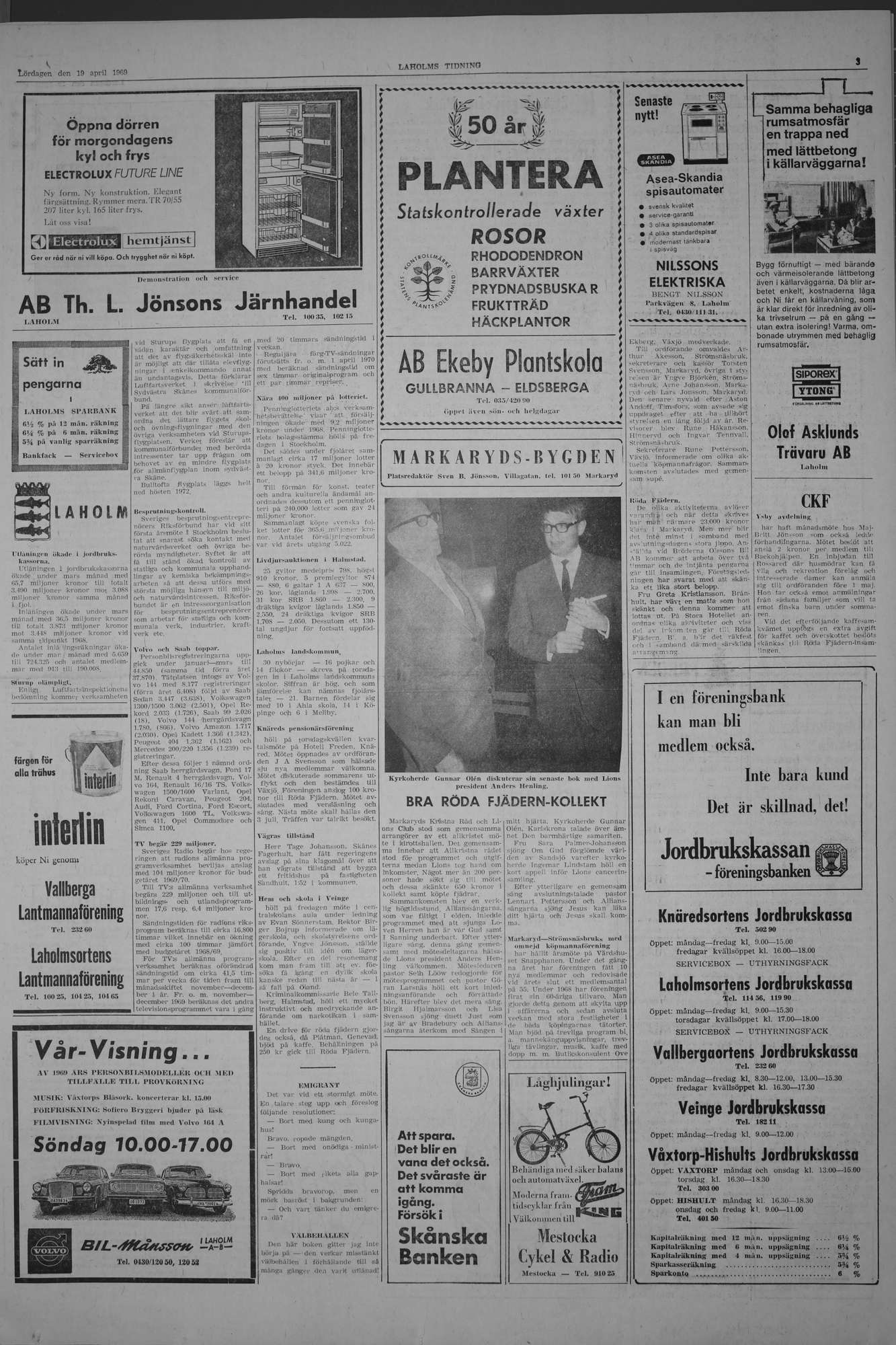 Laholms Tidning Lördag 19 april 1969, sida 3
