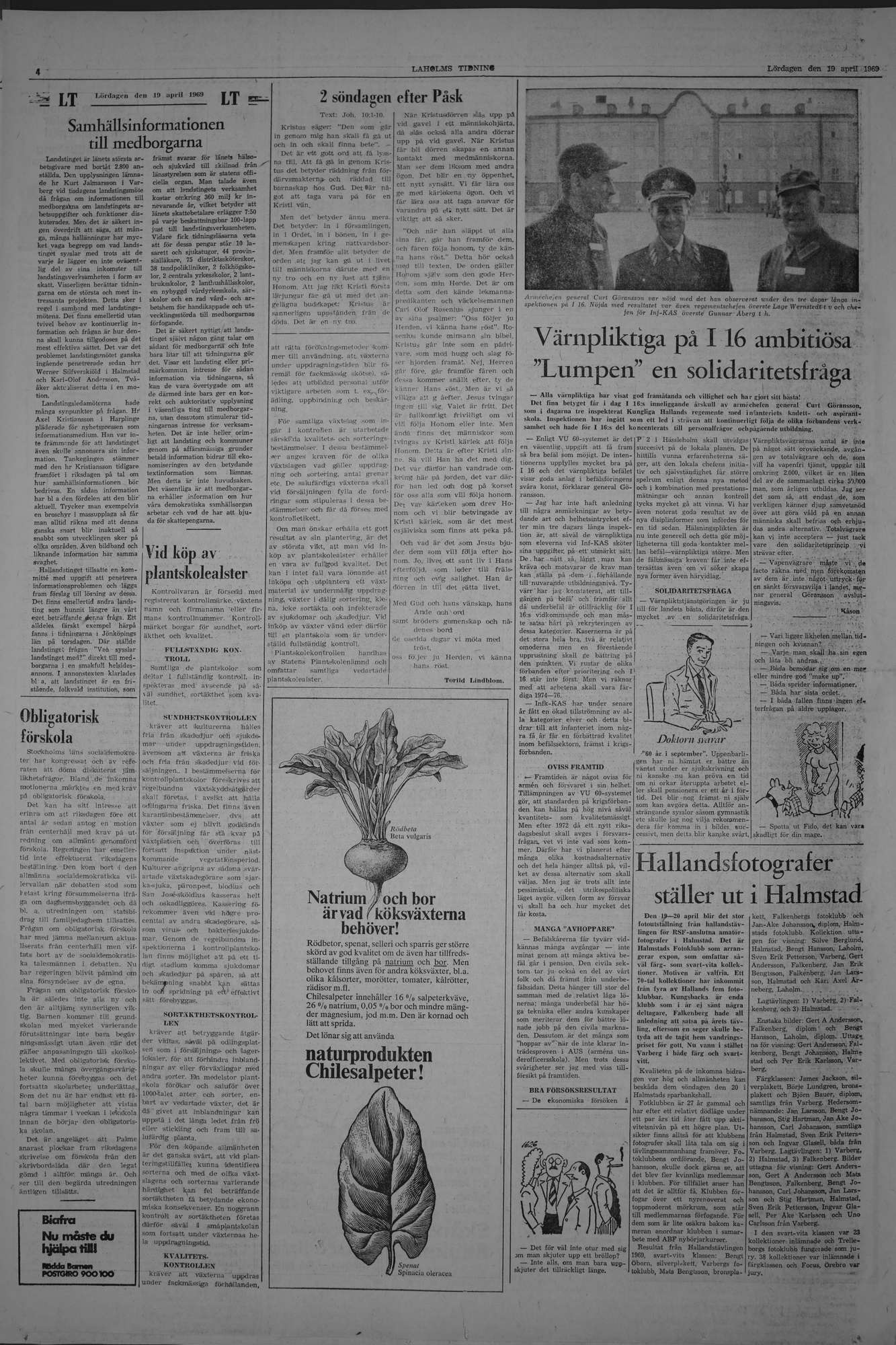 Laholms Tidning Lördag 19 april 1969, sida 4