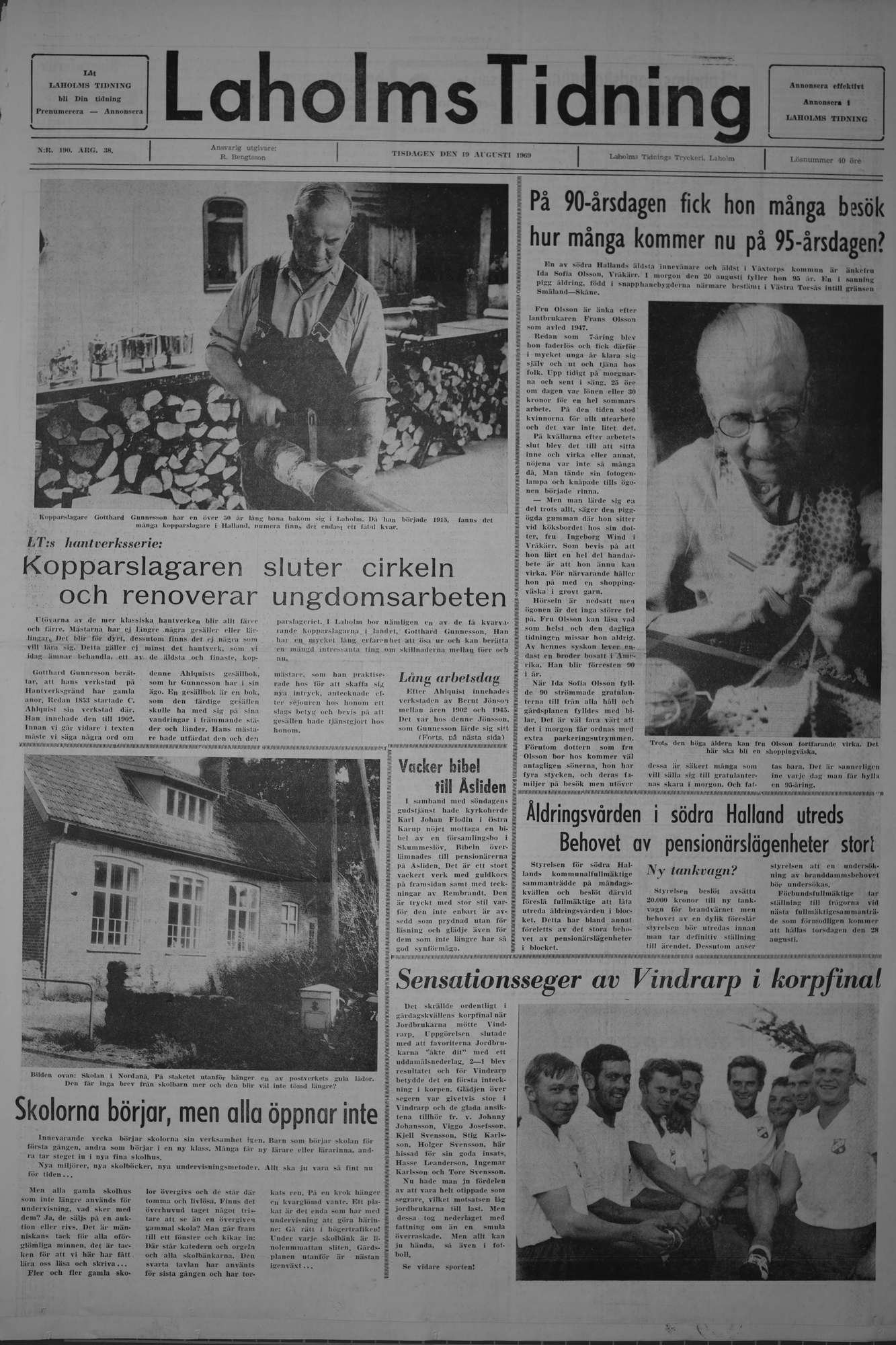 Laholms Tidning Tisdag 19 augusti 1969, sida 1