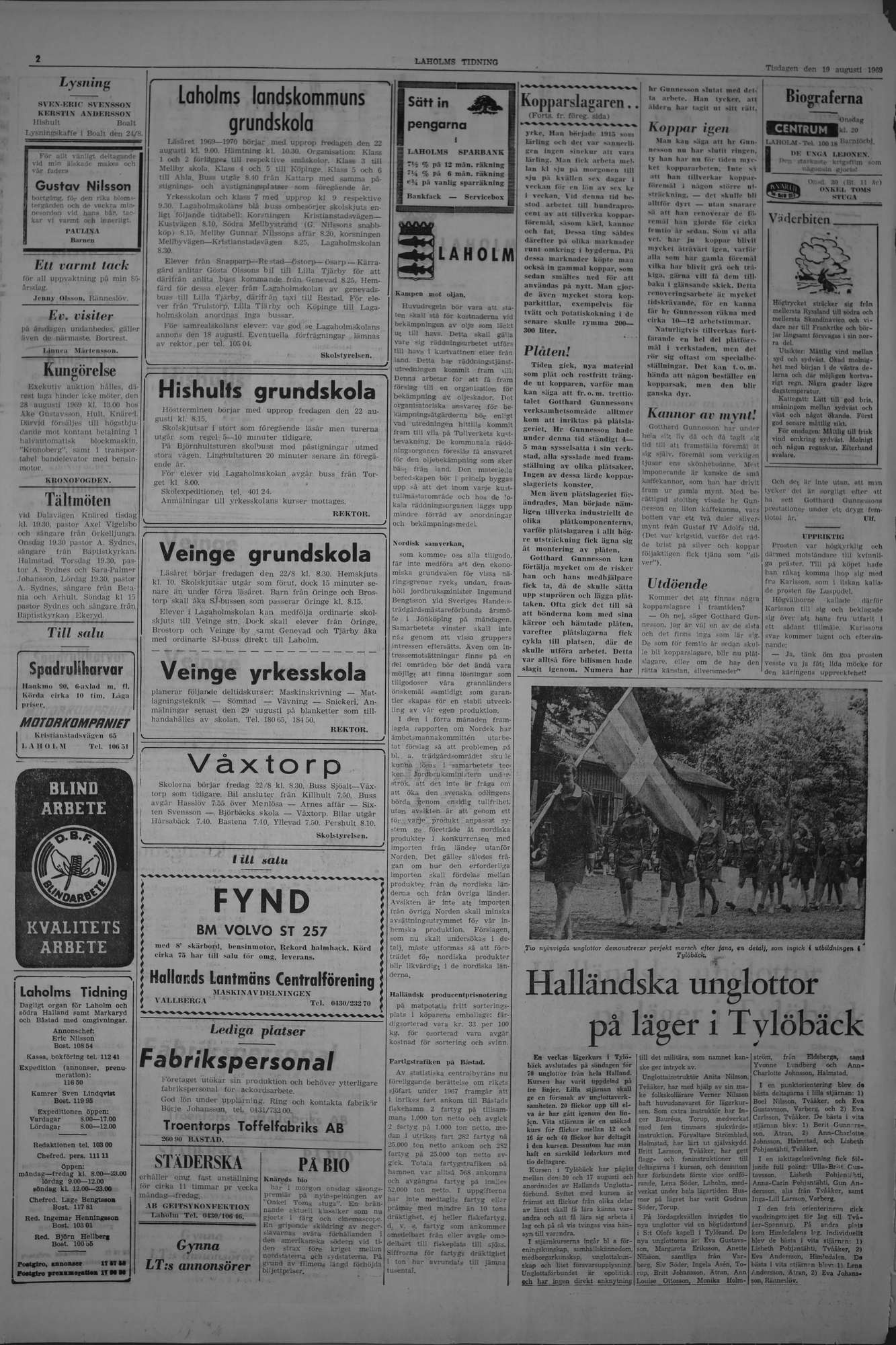 Laholms Tidning Tisdag 19 augusti 1969, sida 2