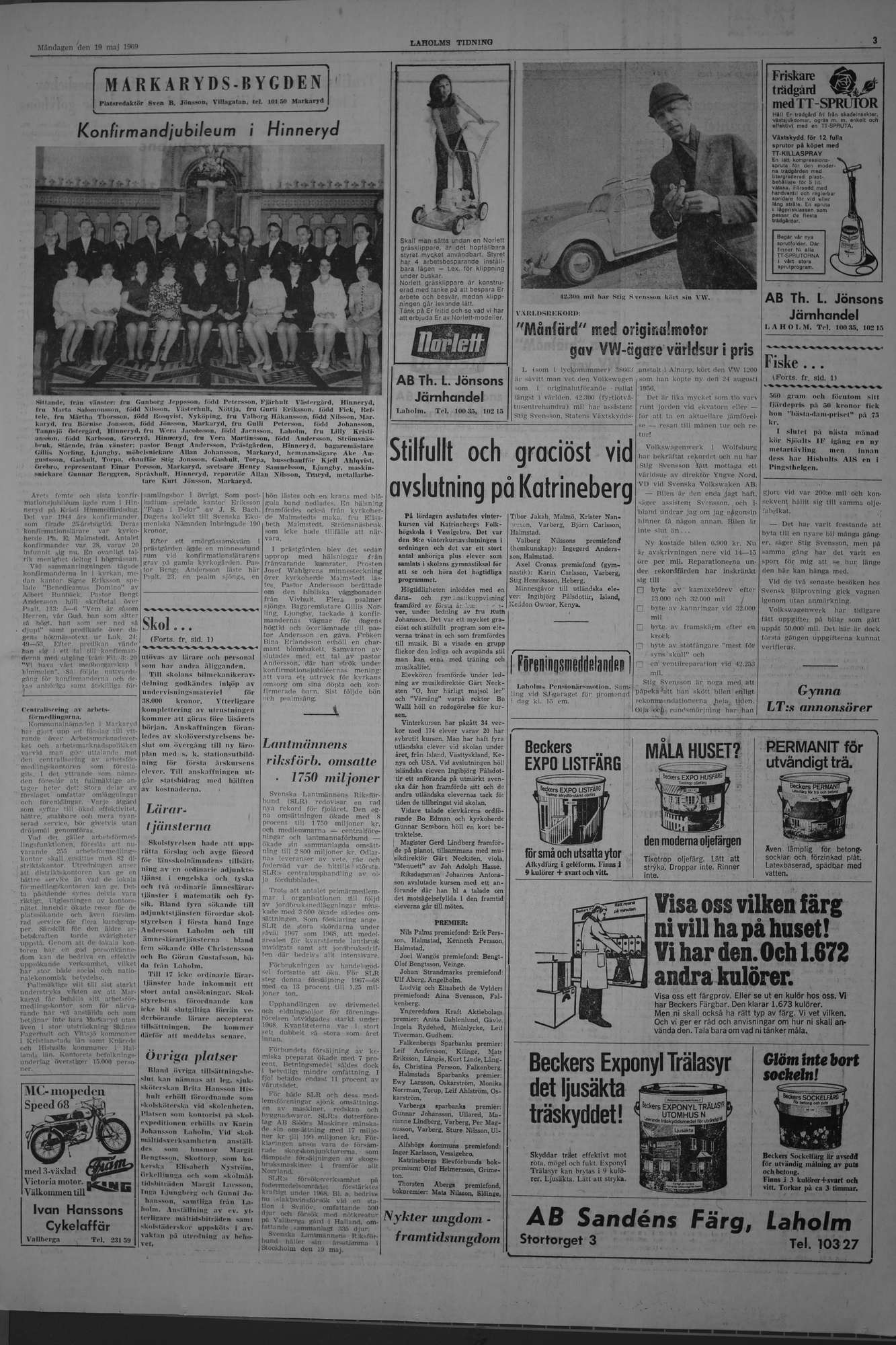 Laholms Tidning Måndag 19 maj 1969, sida 3