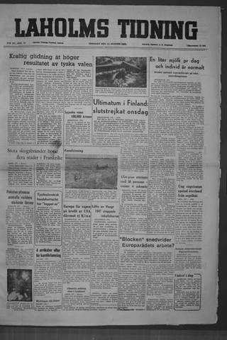 Förstasidan, Tisdag 16 augusti 1949