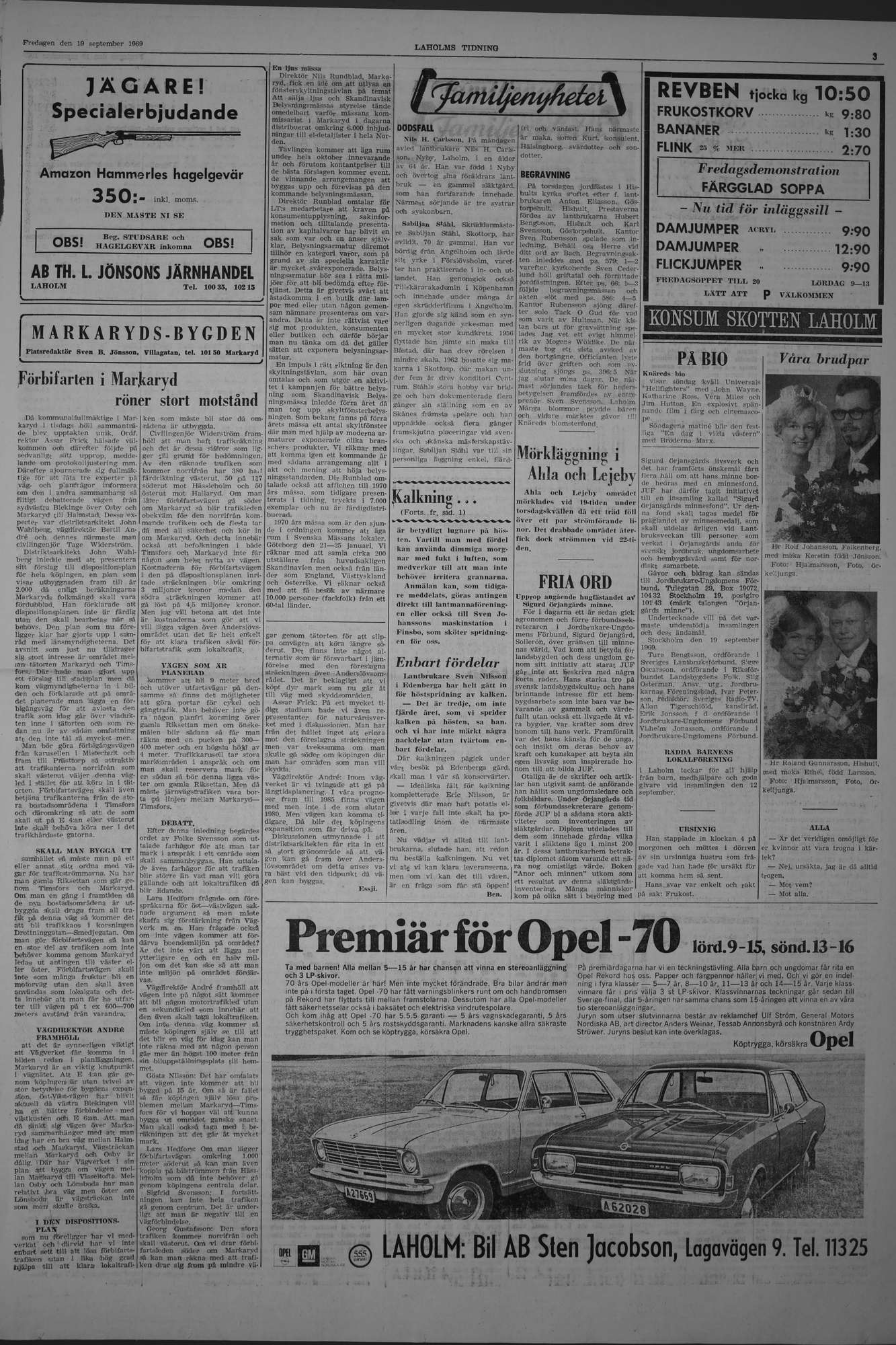 Laholms Tidning Fredag 19 september 1969, sida 3