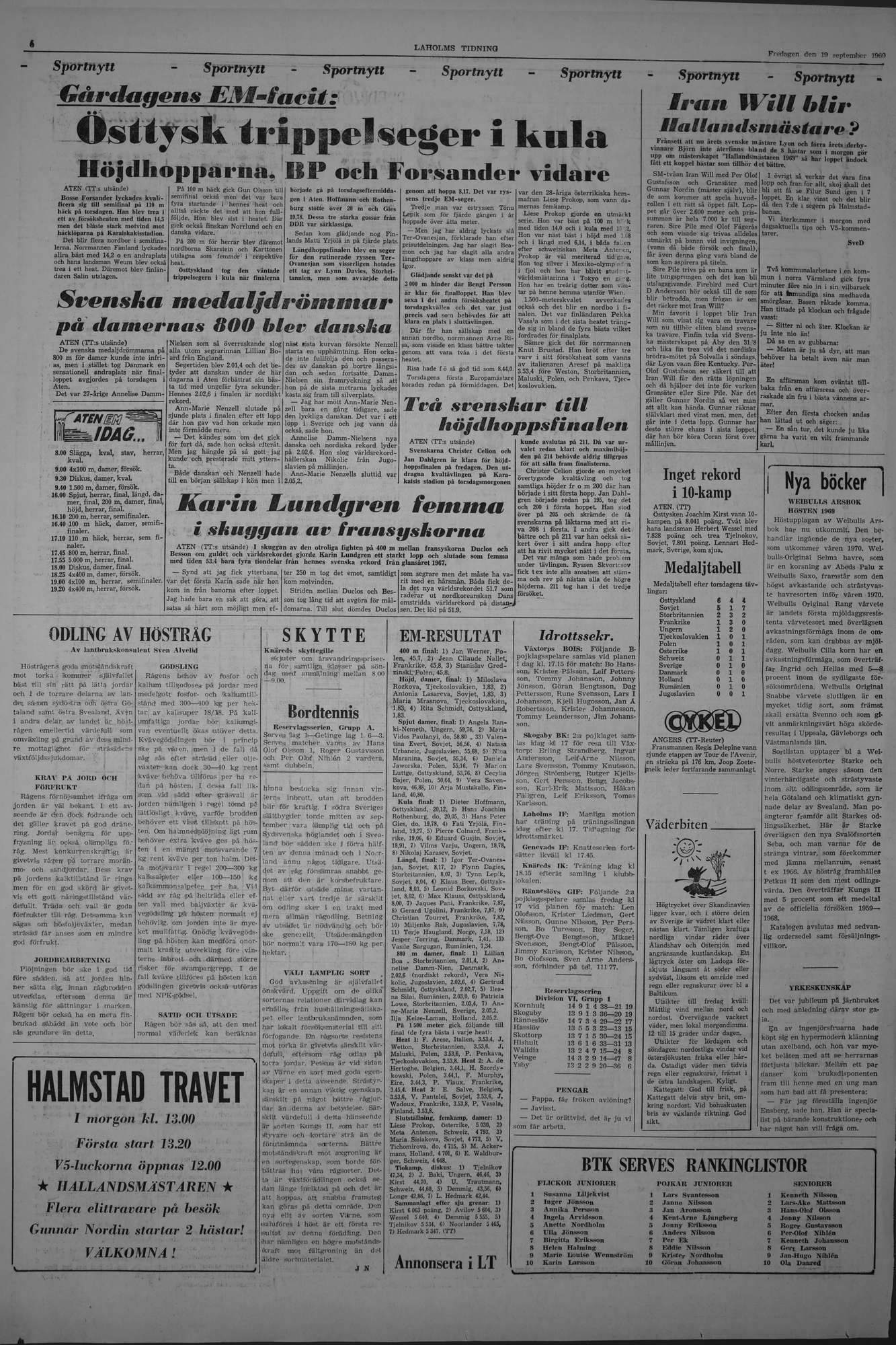 Laholms Tidning Fredag 19 september 1969, sida 6