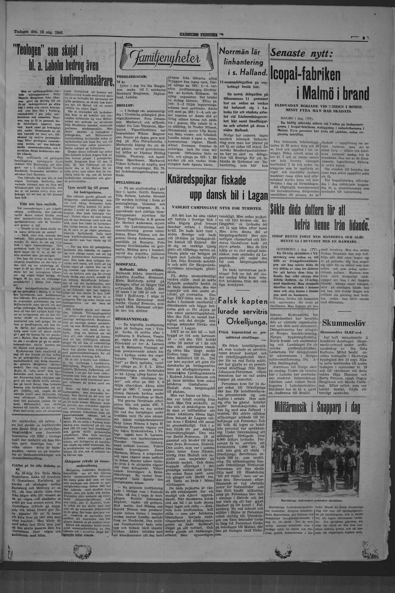 Laholms Tidning Tisdag 16 augusti 1949, sida 3