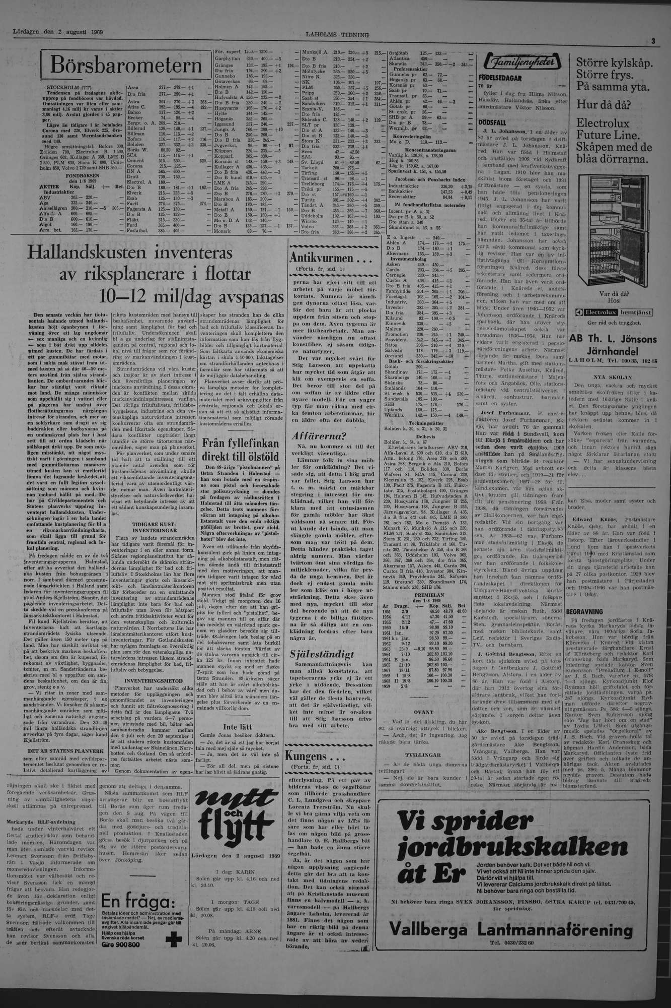 Laholms Tidning Lördag 2 augusti 1969, sida 3