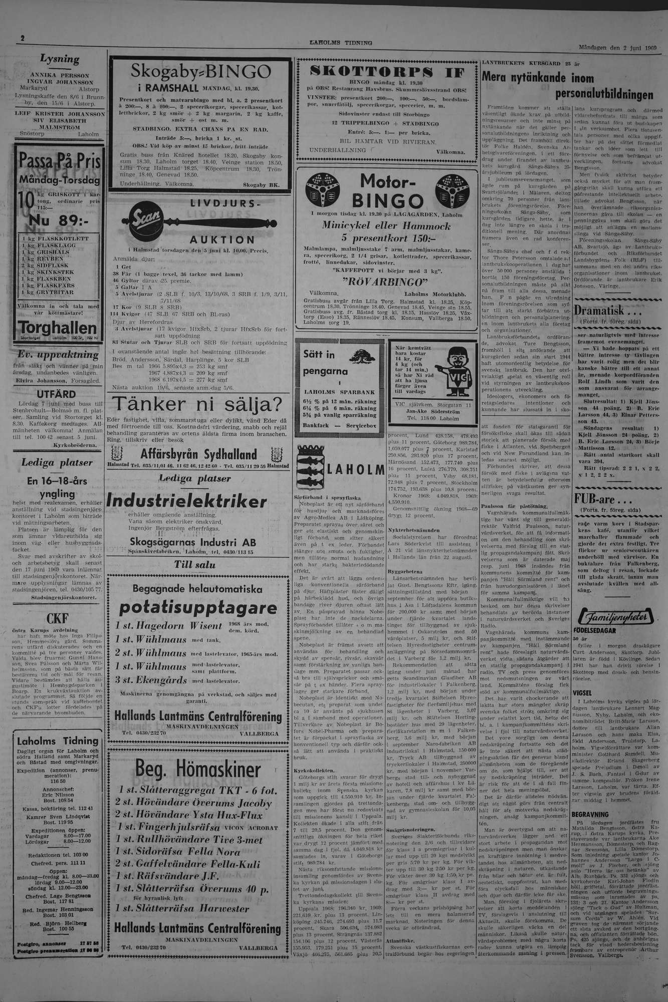 Laholms Tidning Måndag 2 juni 1969, sida 2