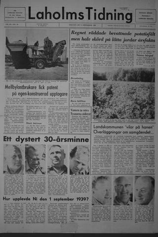 Förstasidan, Tisdag 2 september 1969