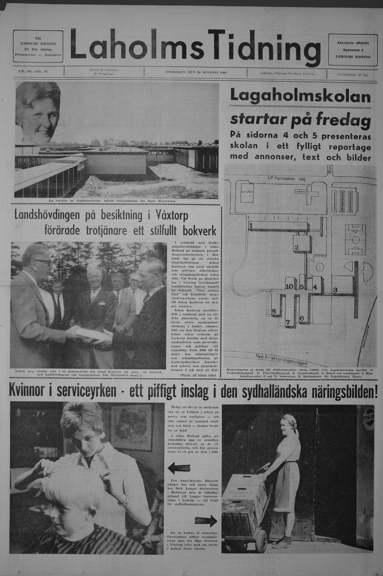 Laholms Tidning Onsdag 20 augusti 1969, sida 1