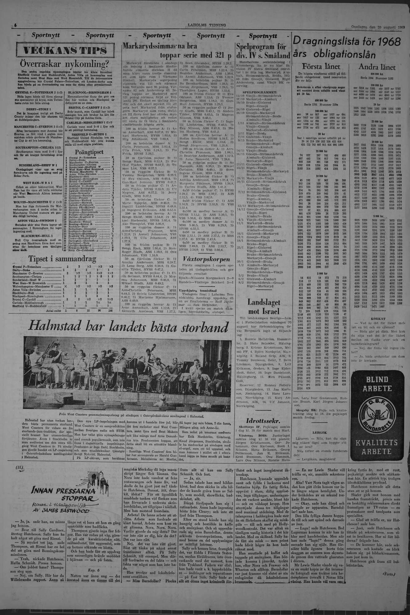 Laholms Tidning Onsdag 20 augusti 1969, sida 6