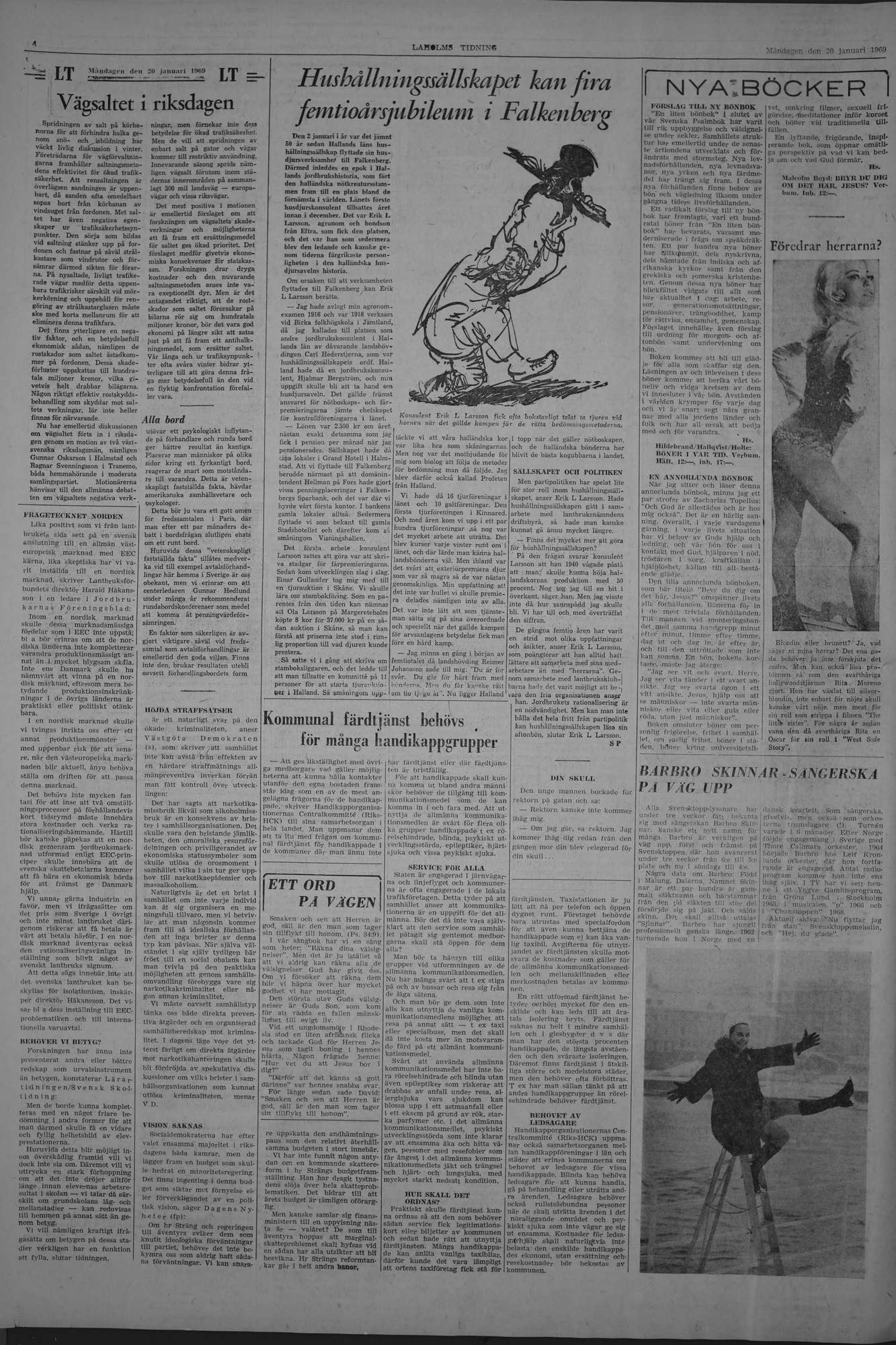 Laholms Tidning Måndag 20 januari 1969, sida 4