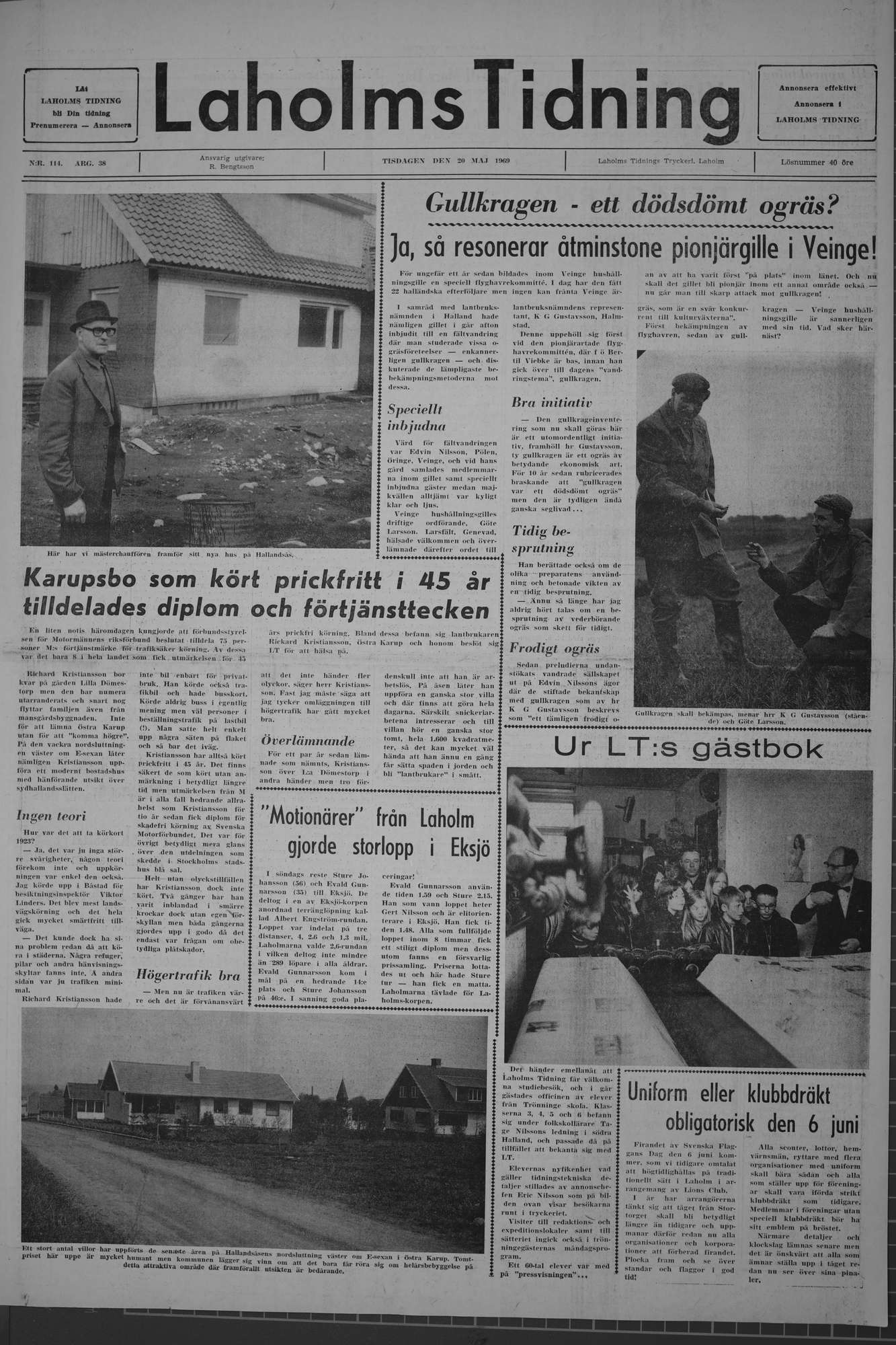 Laholms Tidning Tisdag 20 maj 1969, sida 1