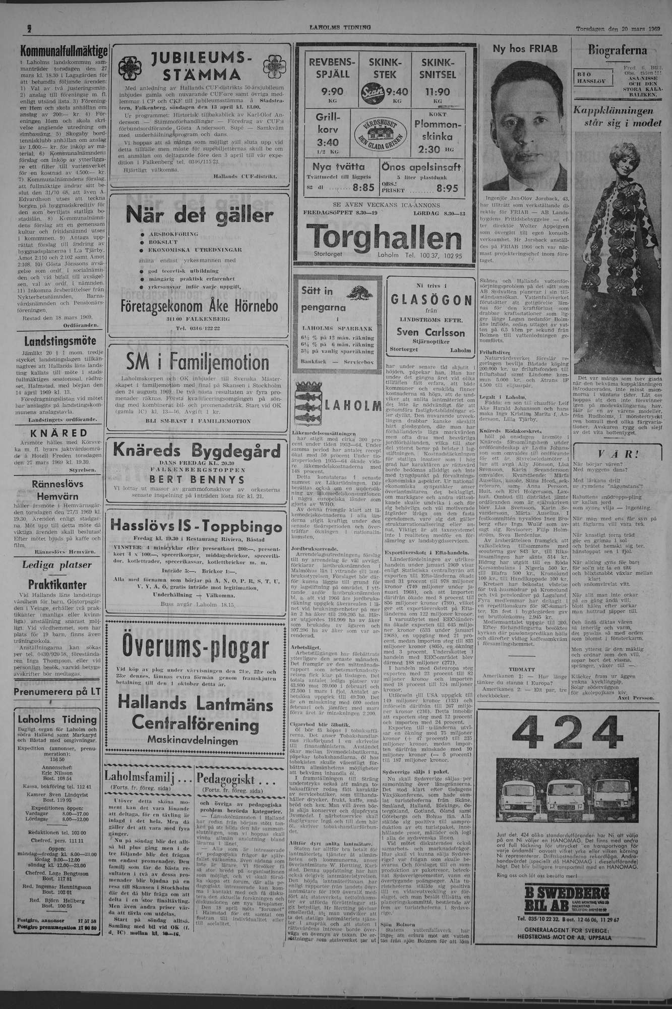 Laholms Tidning Torsdag 20 mars 1969, sida 2